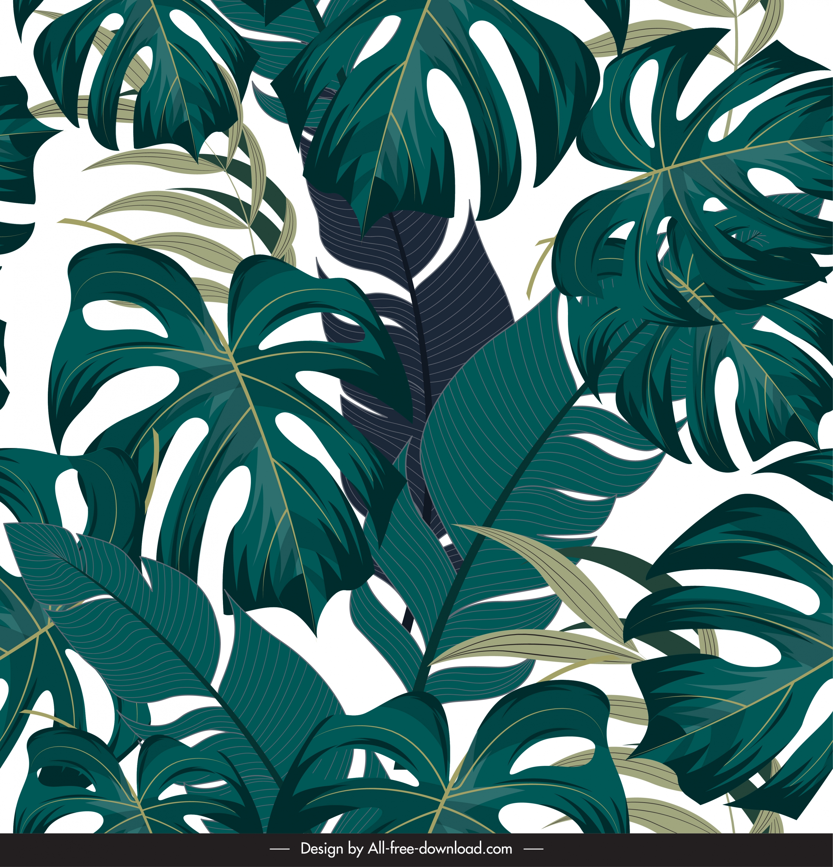 nature background template luxuriant green leaves sketch