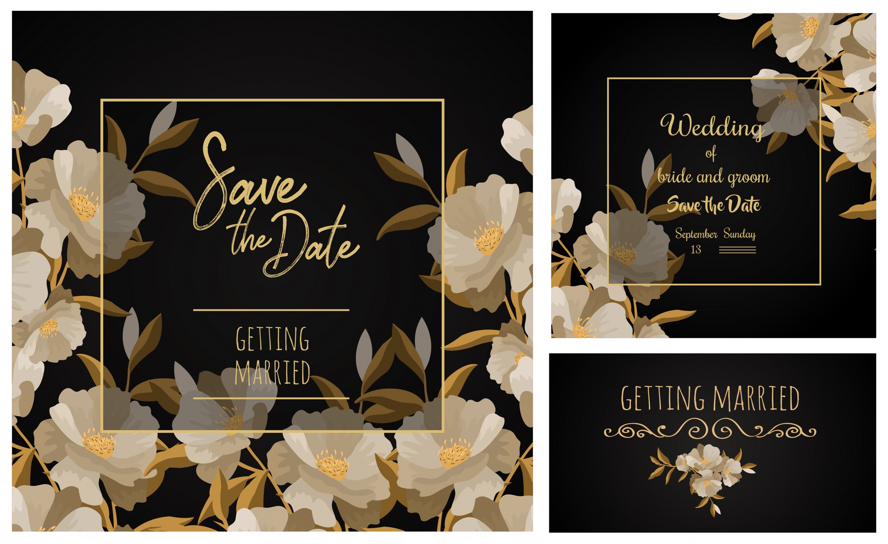 wedding templates elegant black design flowers decoration