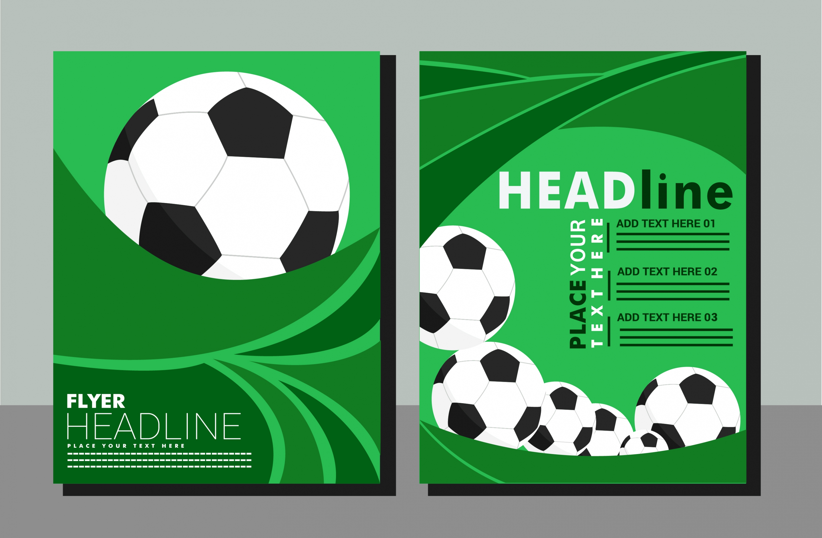 soccer background flyer balls green whirl decoration