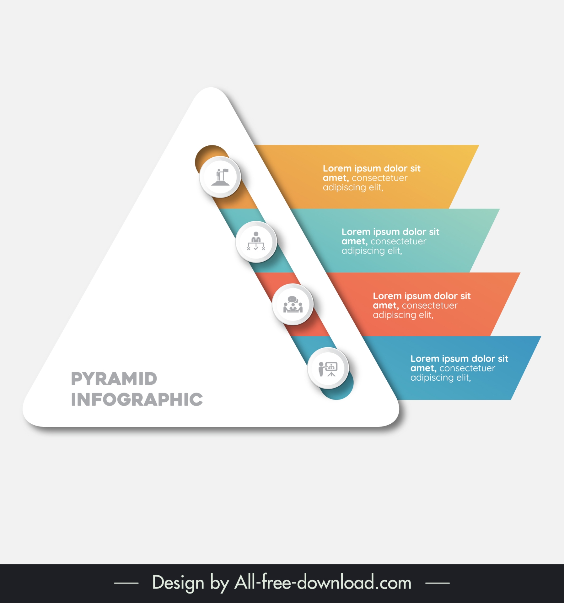 pyramid infographic template flat modern geometry design  