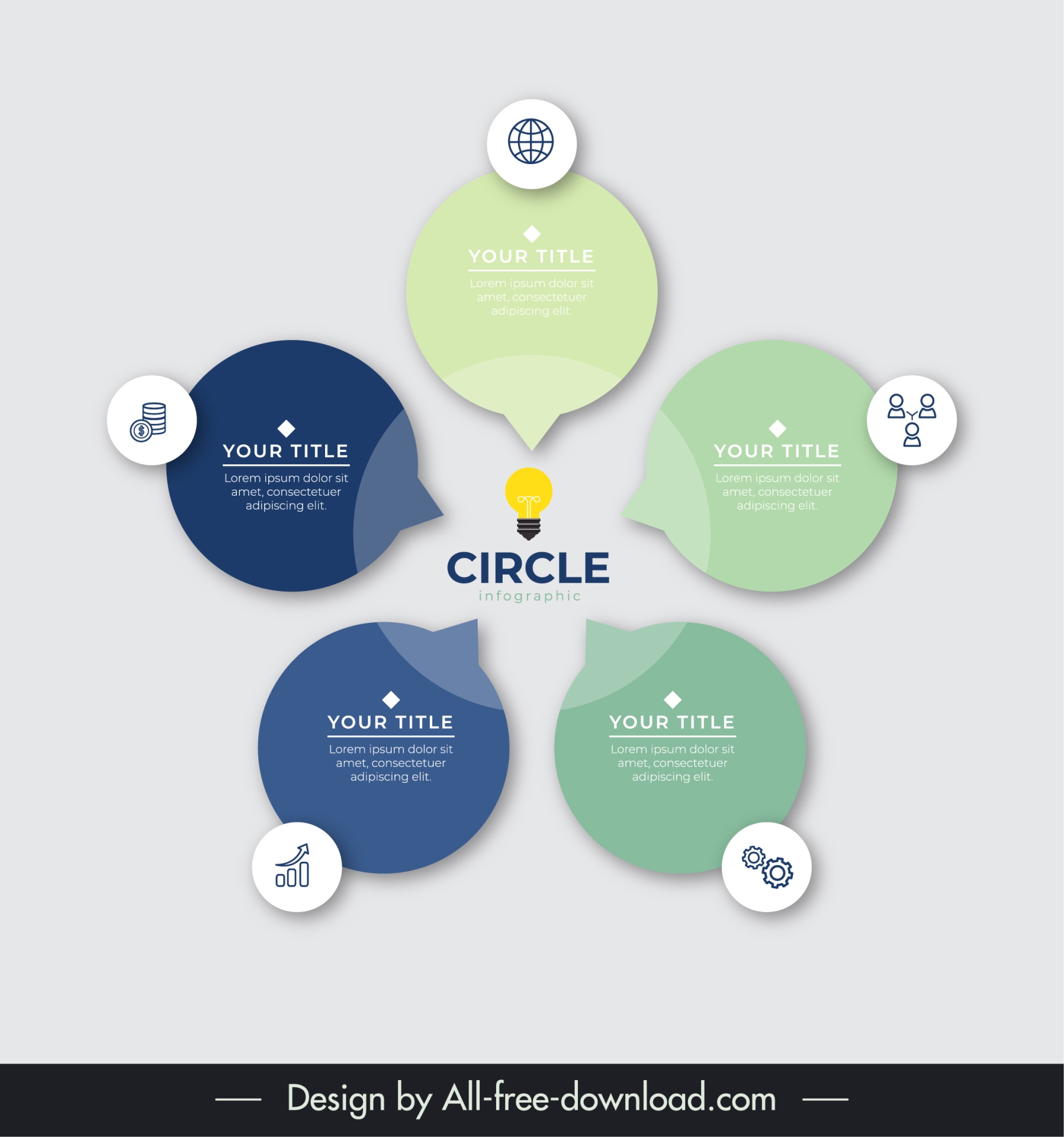 circle infographic template symmetric speech  bubbles shapes layout