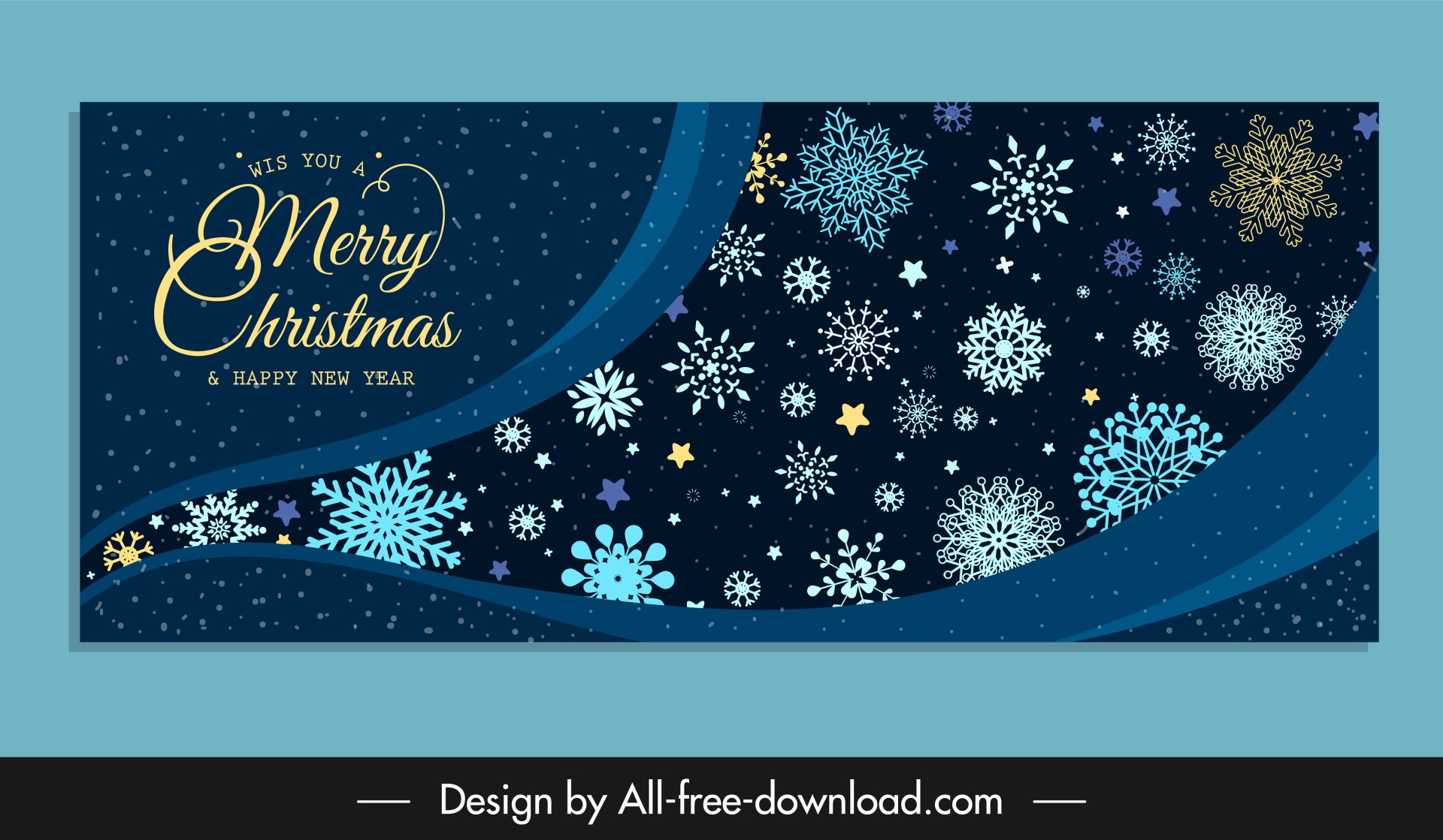  christmas banner template elegant dark snowflakes curves decor