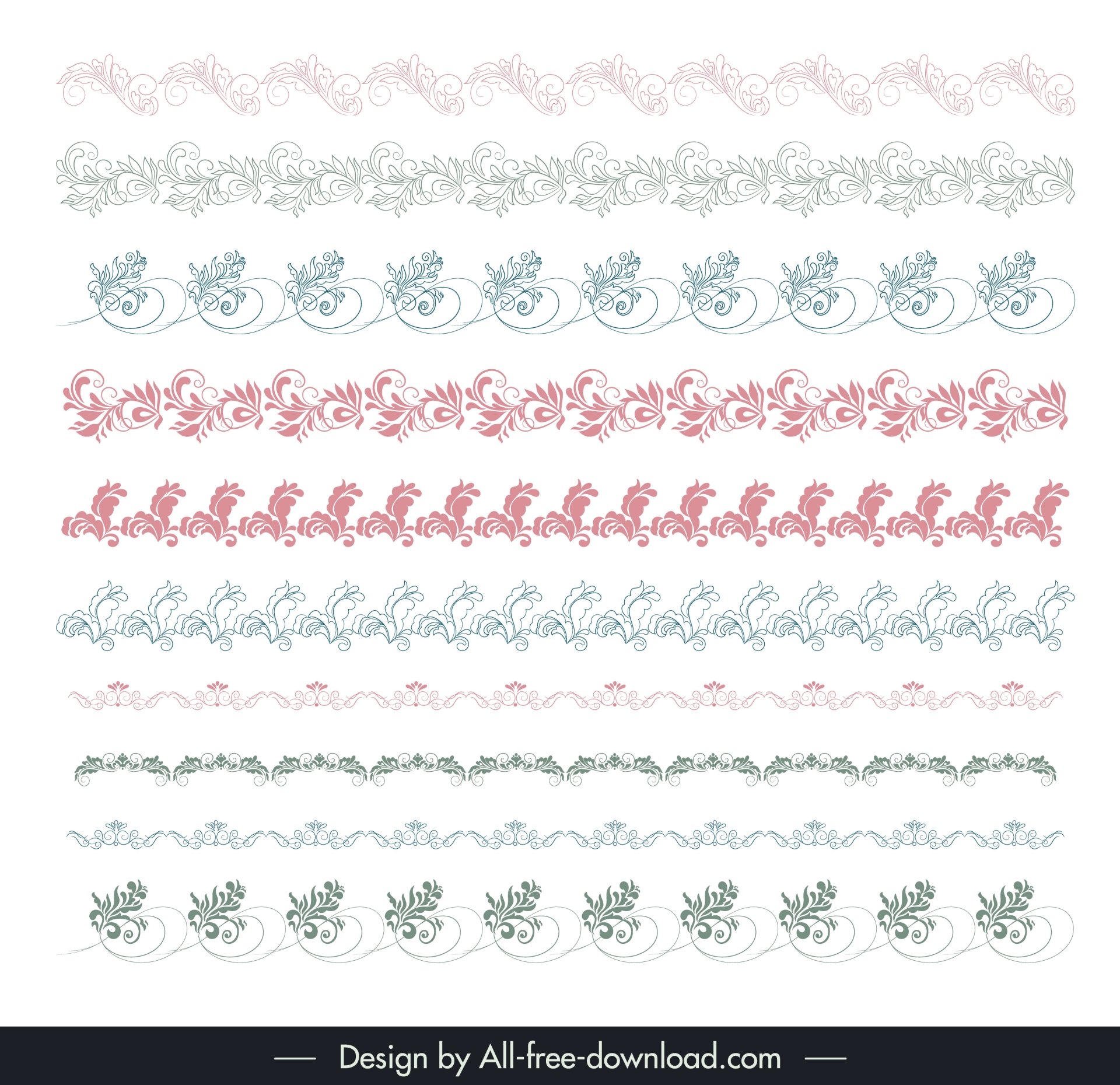 ornamental frames design elements collection handdrawn dynamic curves 