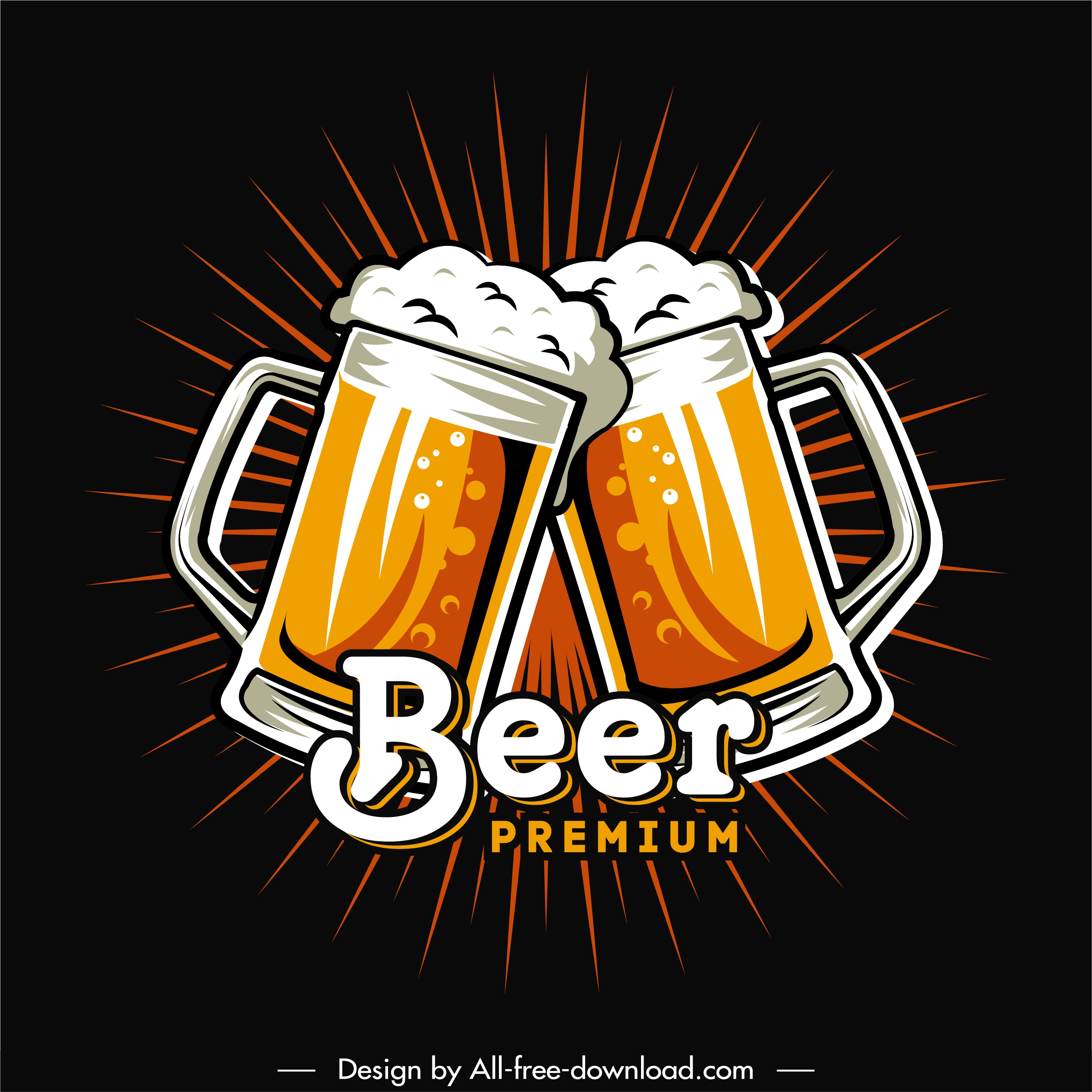 beer advertising banner dark retro clinking glasses sketch