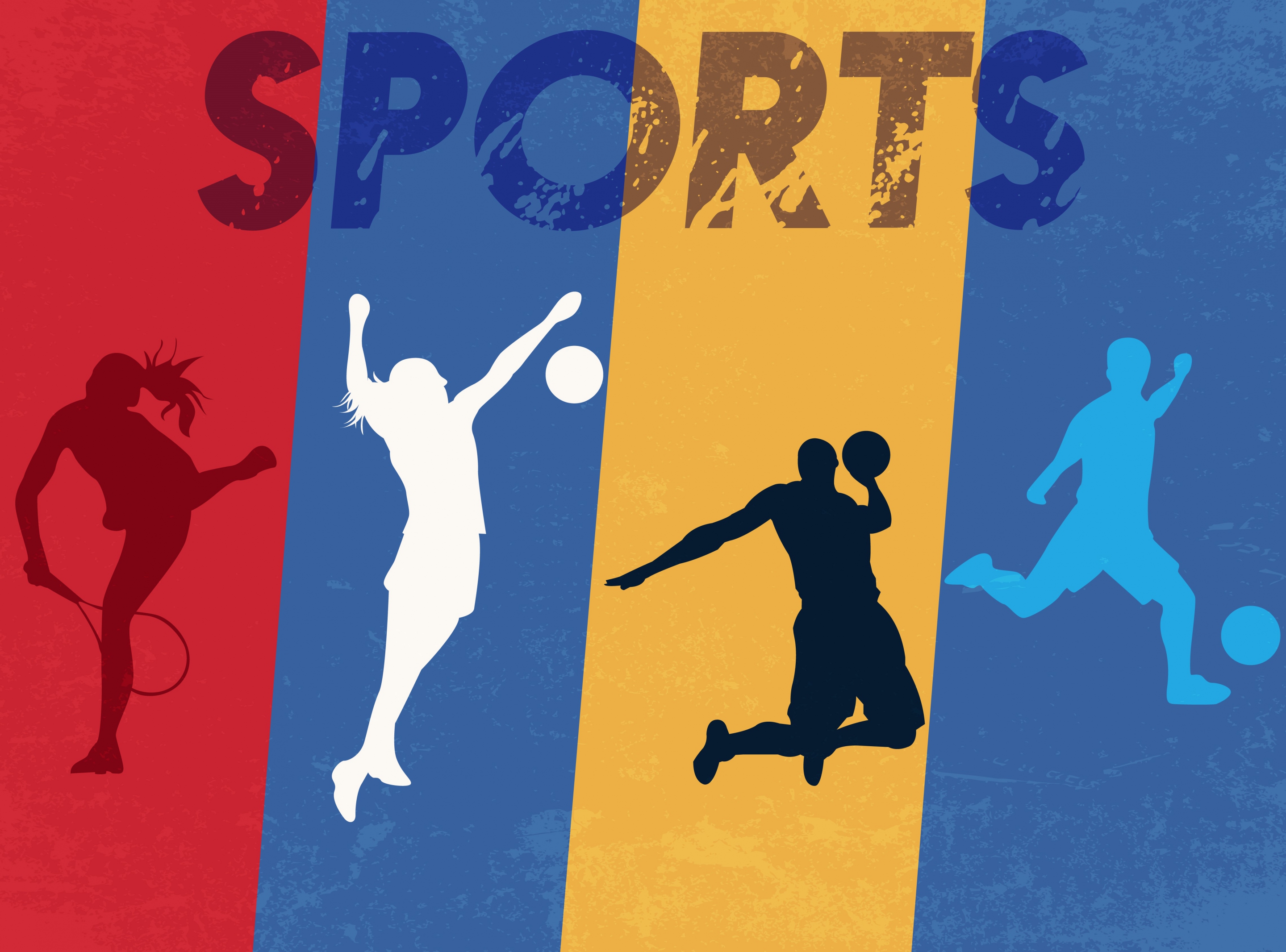 sports background athlete icons silhouette retro design