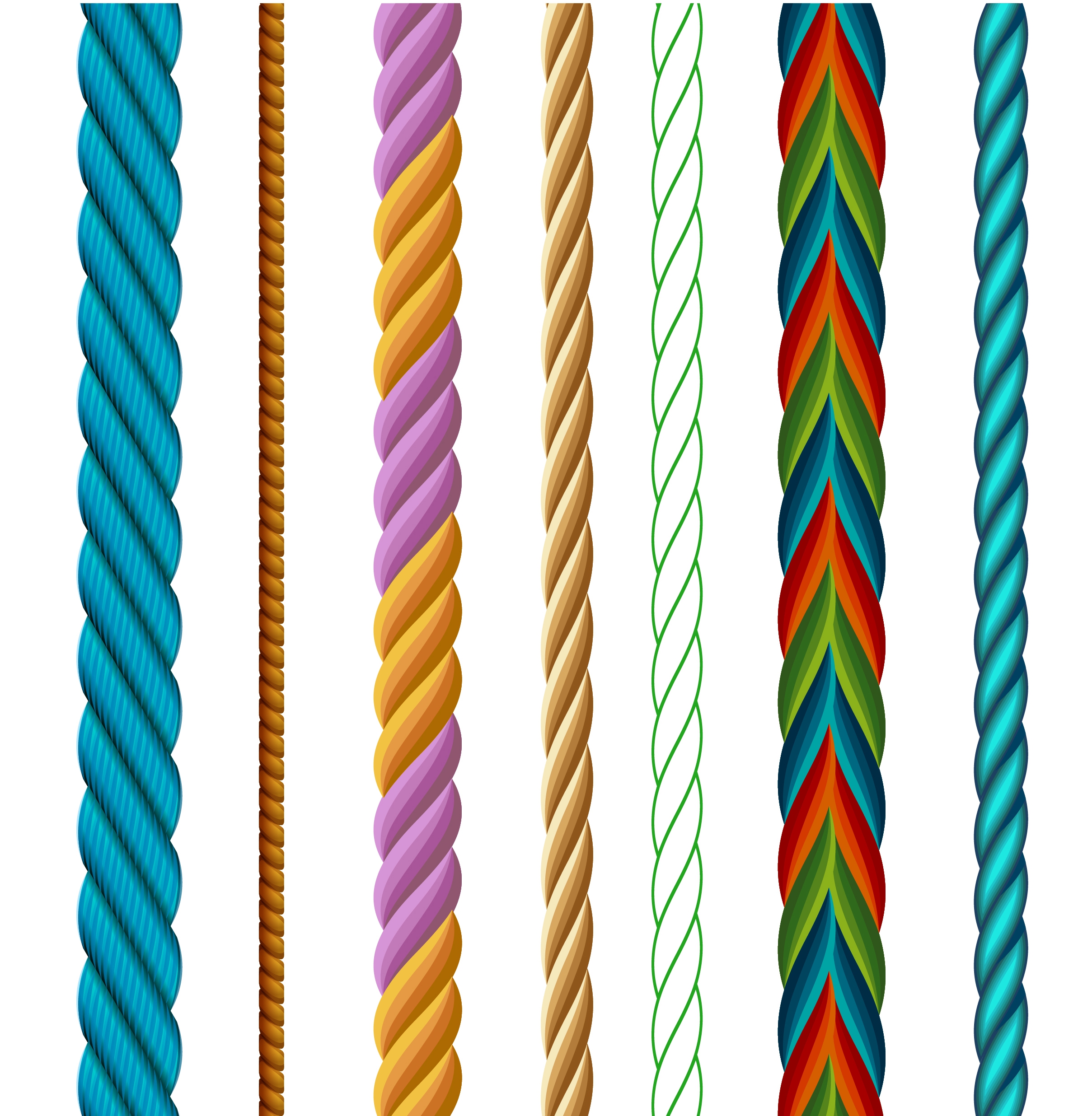 rope icons collection colorful twist sketch