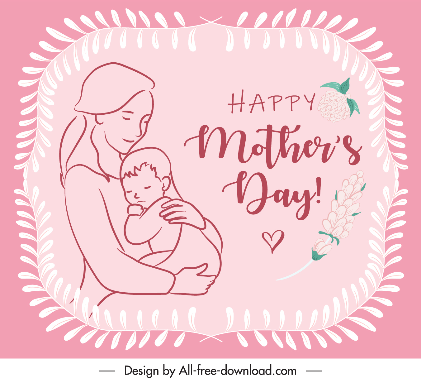 mother day banner elegant cute handdrawn sketch