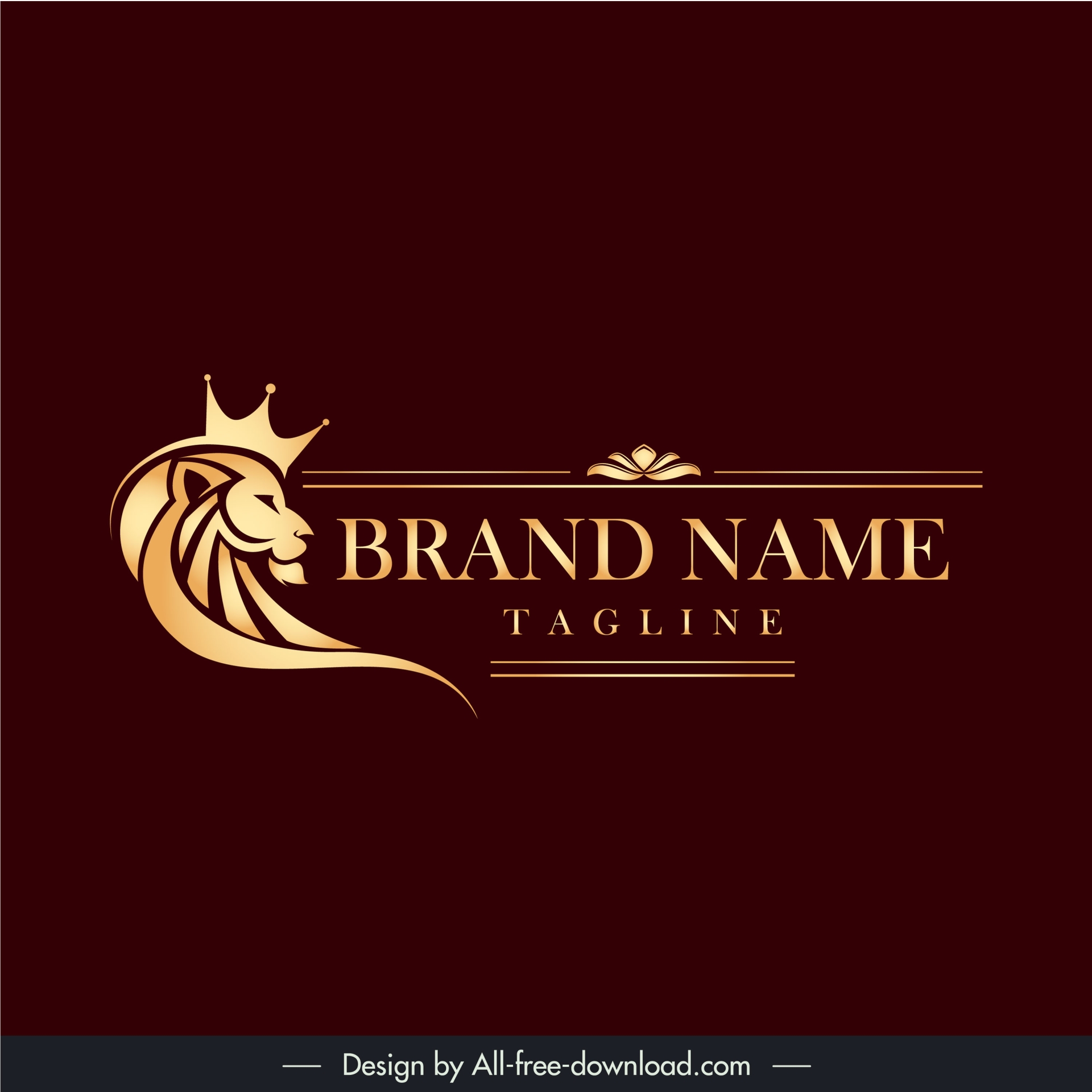 modern lion head logo elegant gold decor