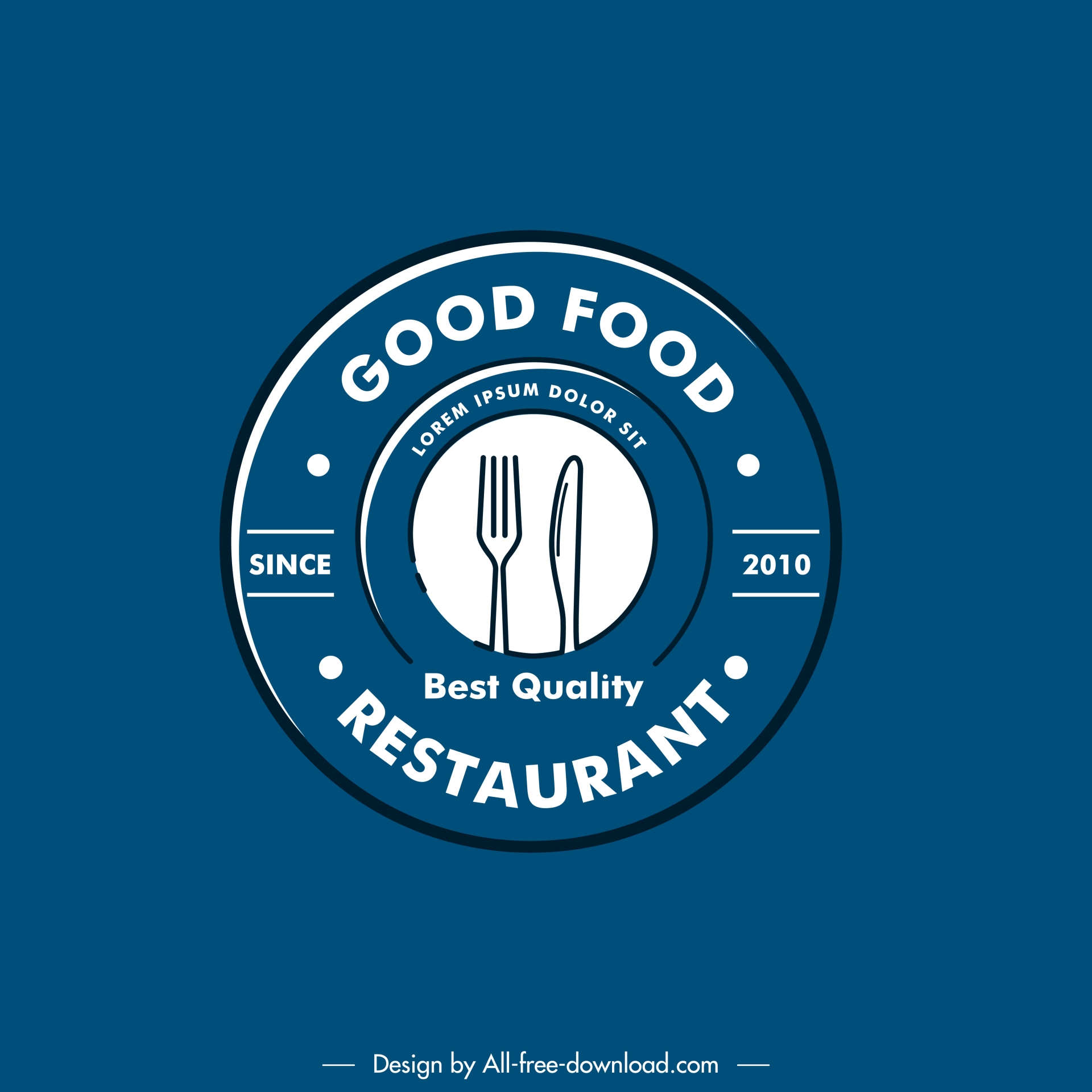 logo restaurant template flat handdrawn circle knife, fork