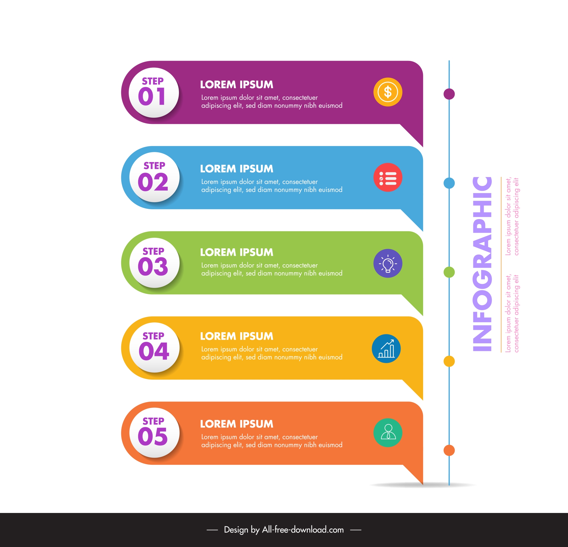 infographic list template elegant flat horizontal bars