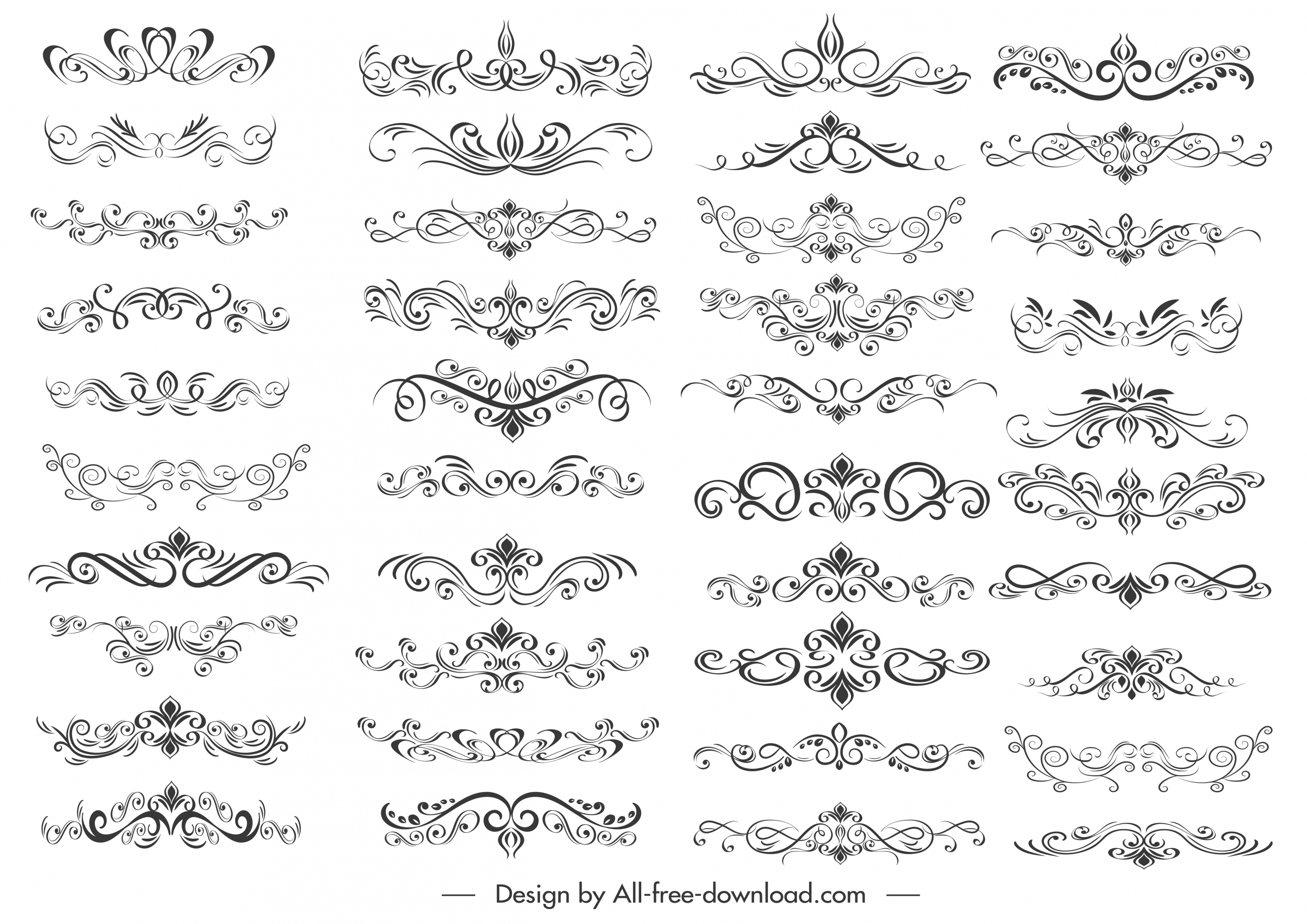 documents design elements collection elegant symmetrical swirled decor