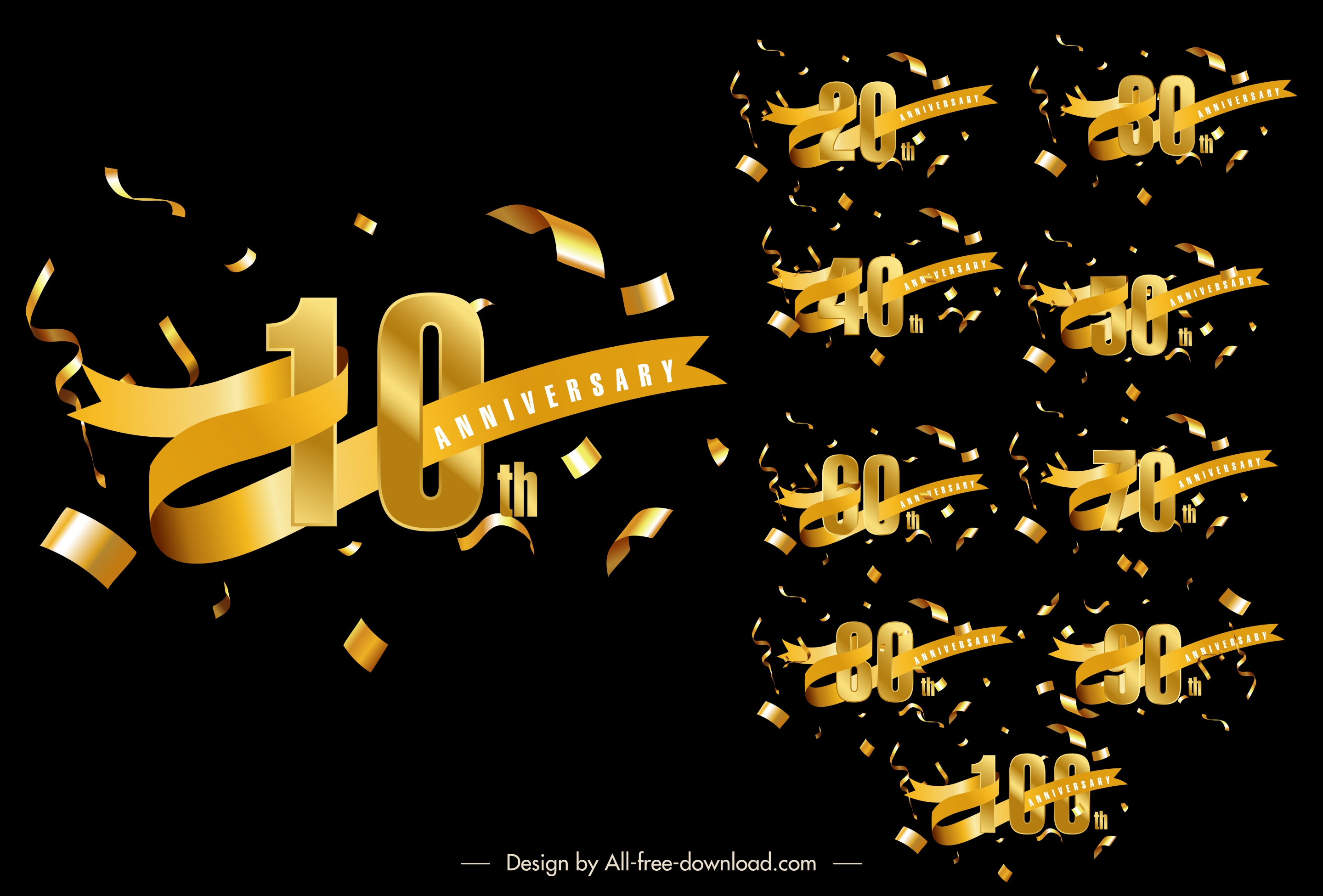 anniversary sign templates dynamic confetti 3d number ribbon