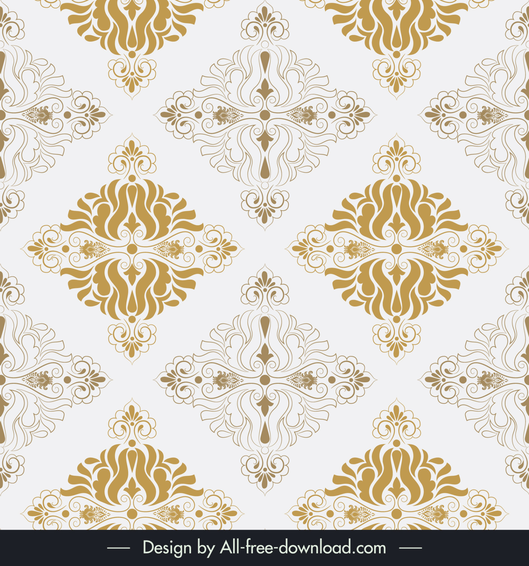 damask seamless pattern template retro symmetric floral