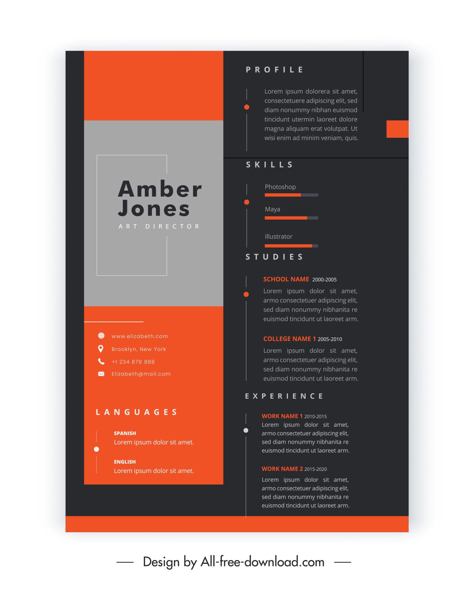 programer cv template elegant dark layout