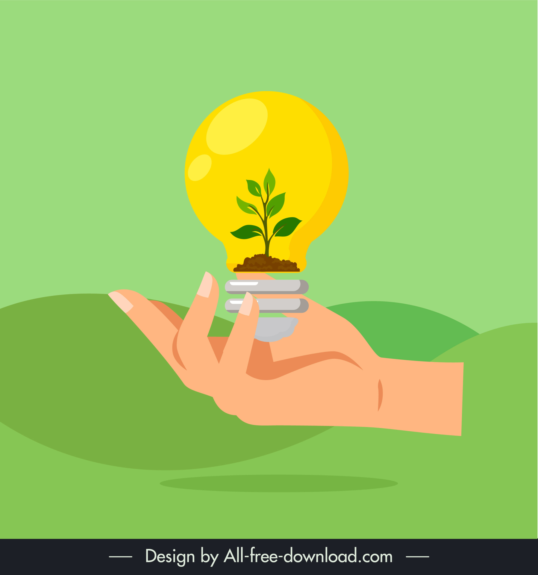 trees grow on light bulbs concept icon flat hand light sketch