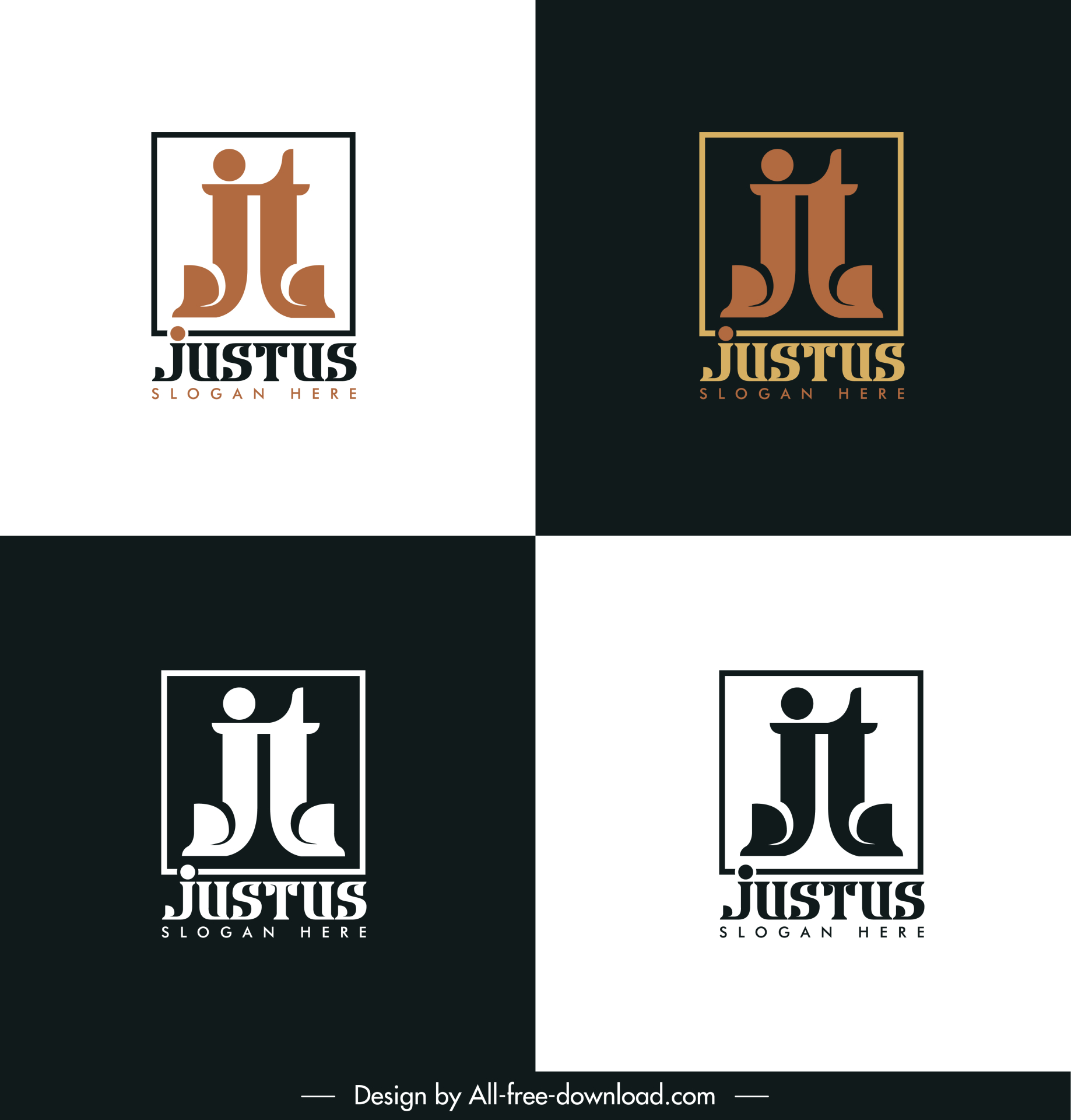 justus logo elegant contrast flat texts decor