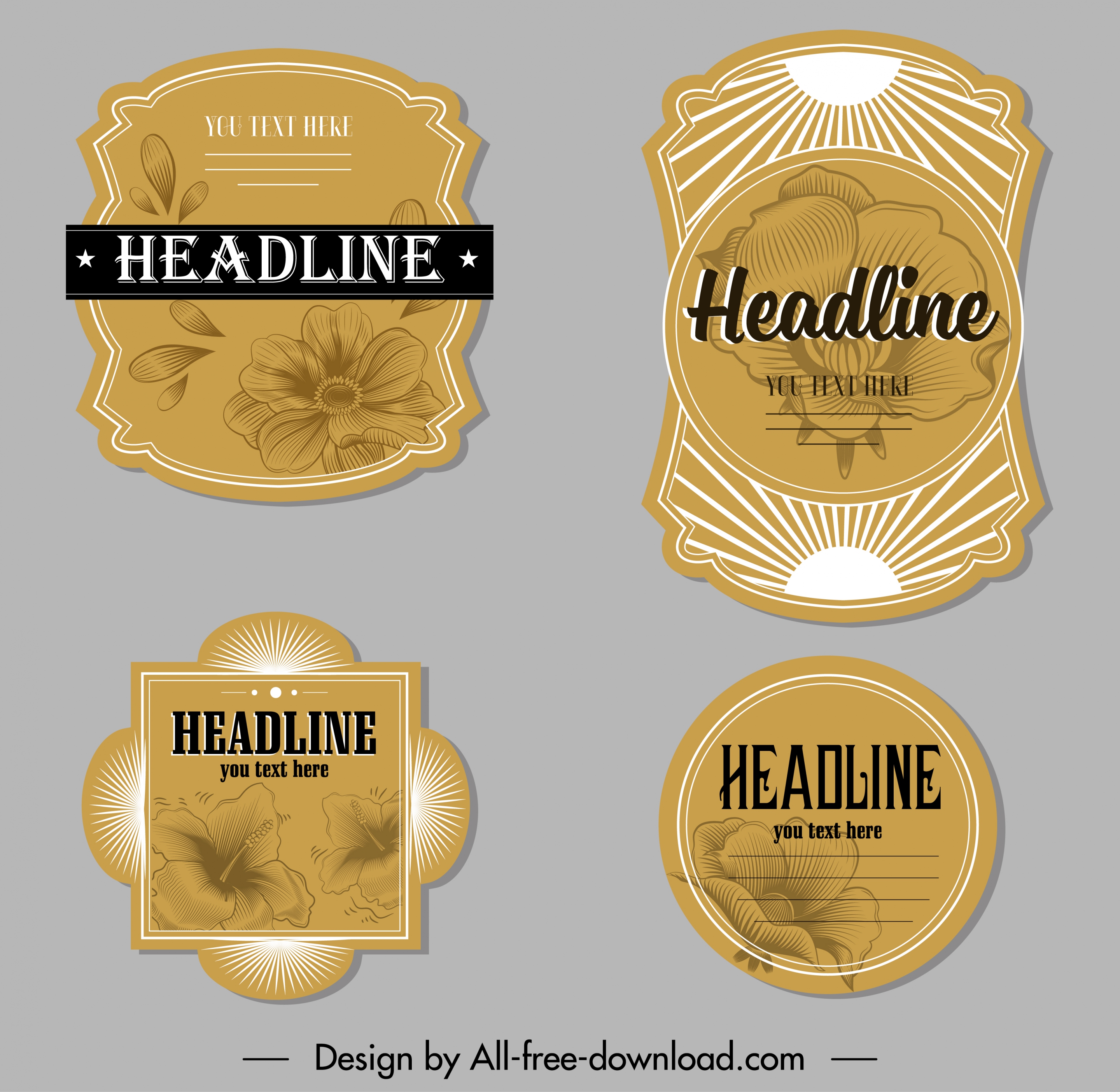 decorative label templates elegant handdrawn floras sketch