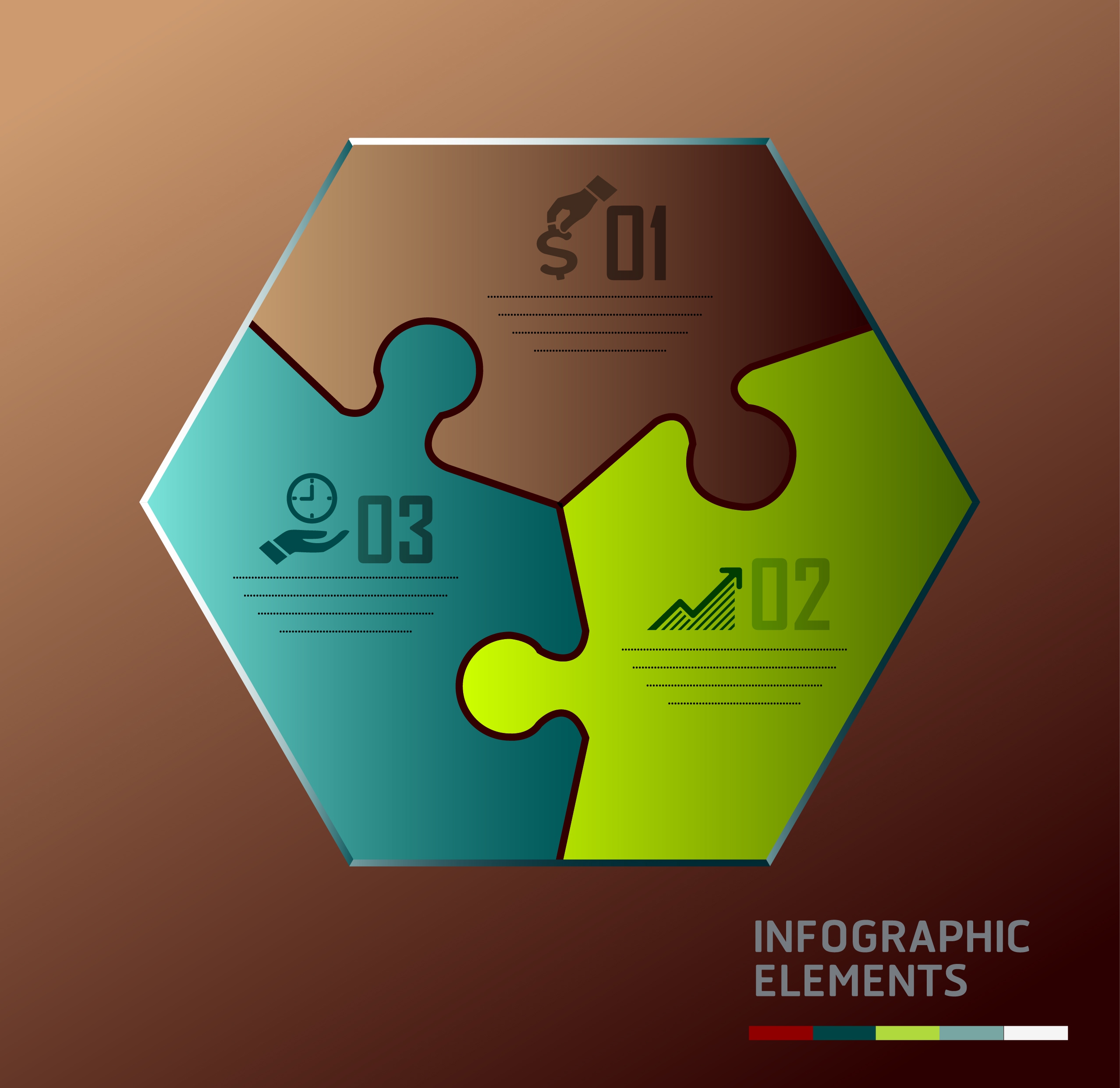 infographic design elements geometric puzzle joints icons decoration