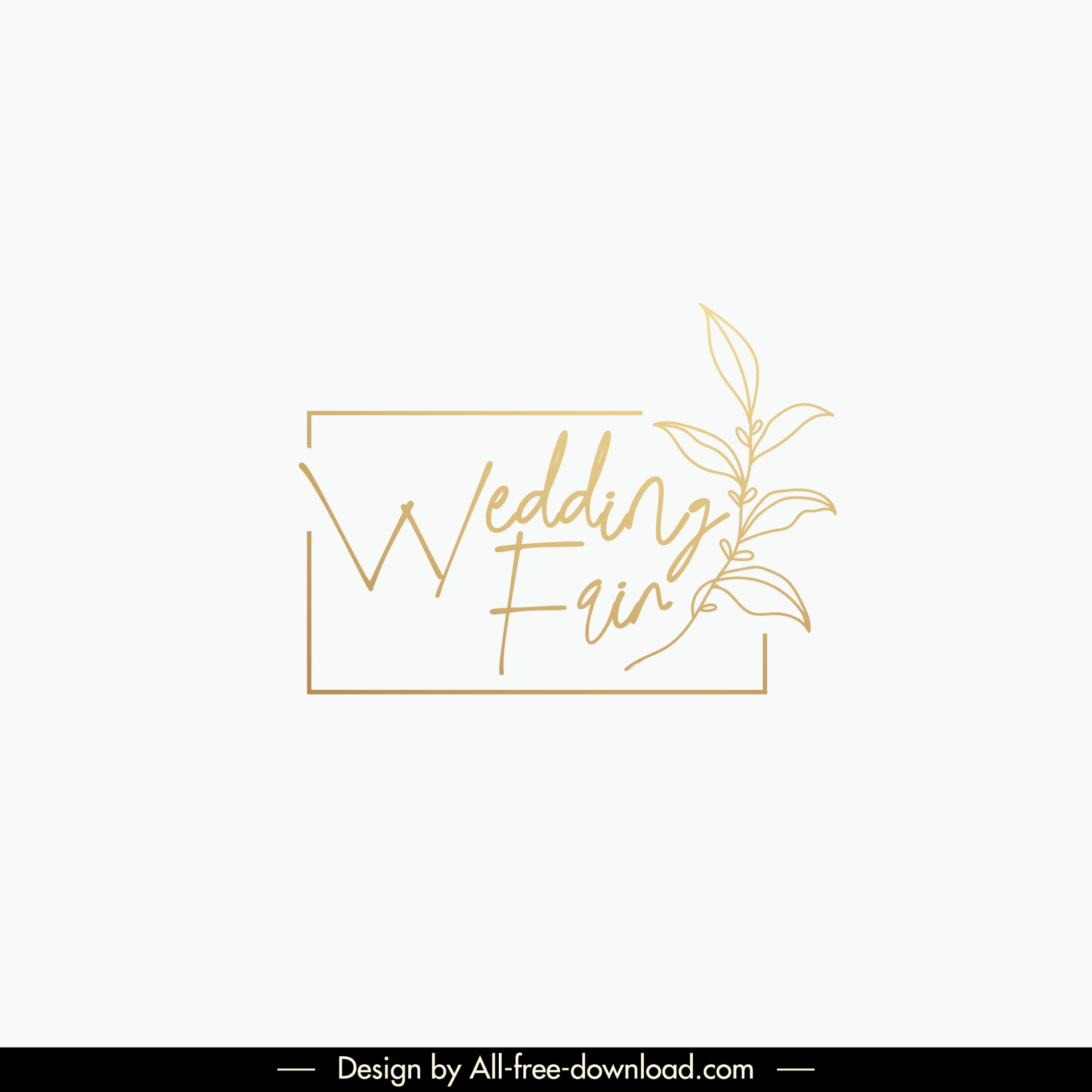 wedding fair logo handdrawn texts leaves