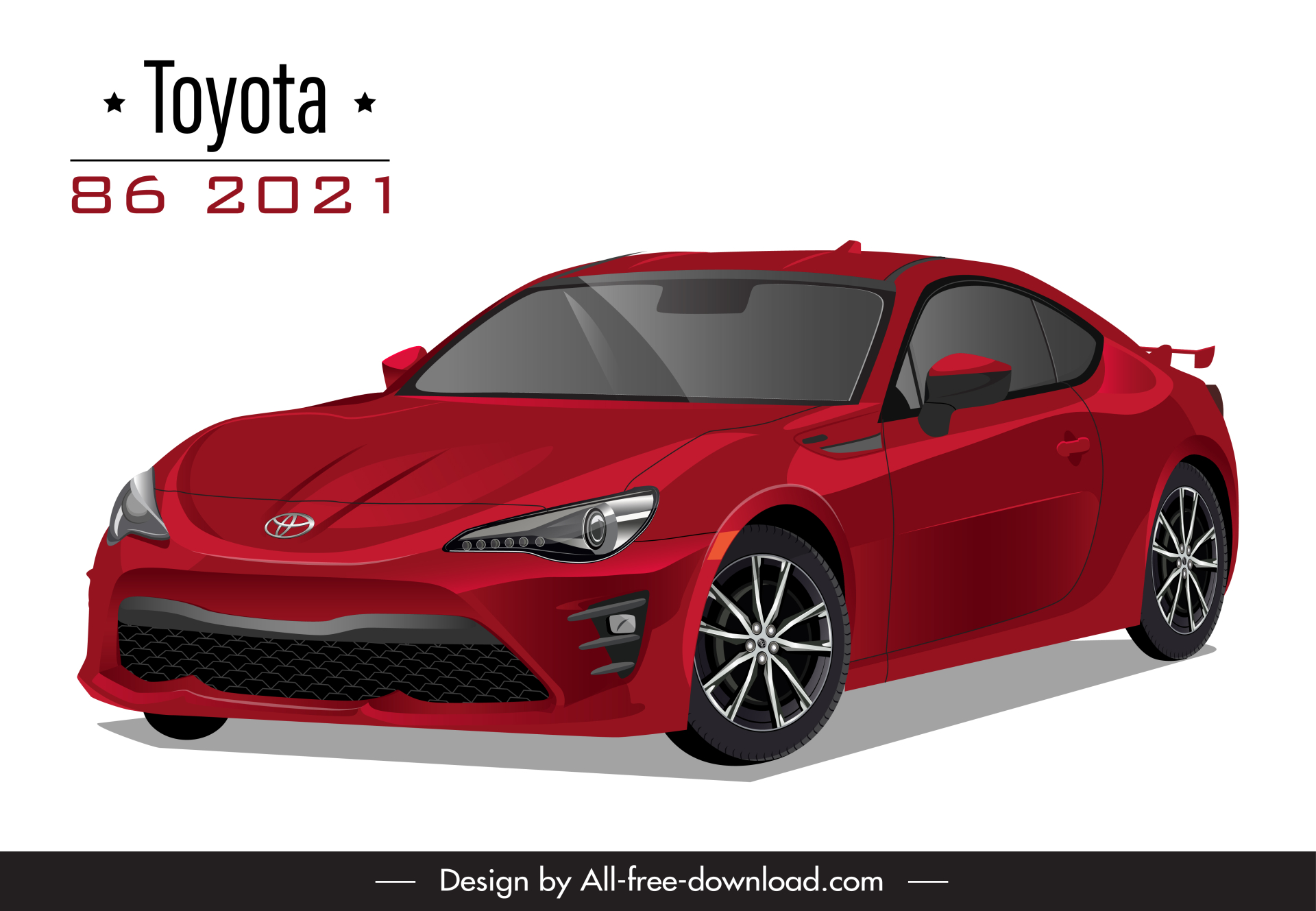 toyota 86 2021 car model icon tilt angle side view sketch 3d design