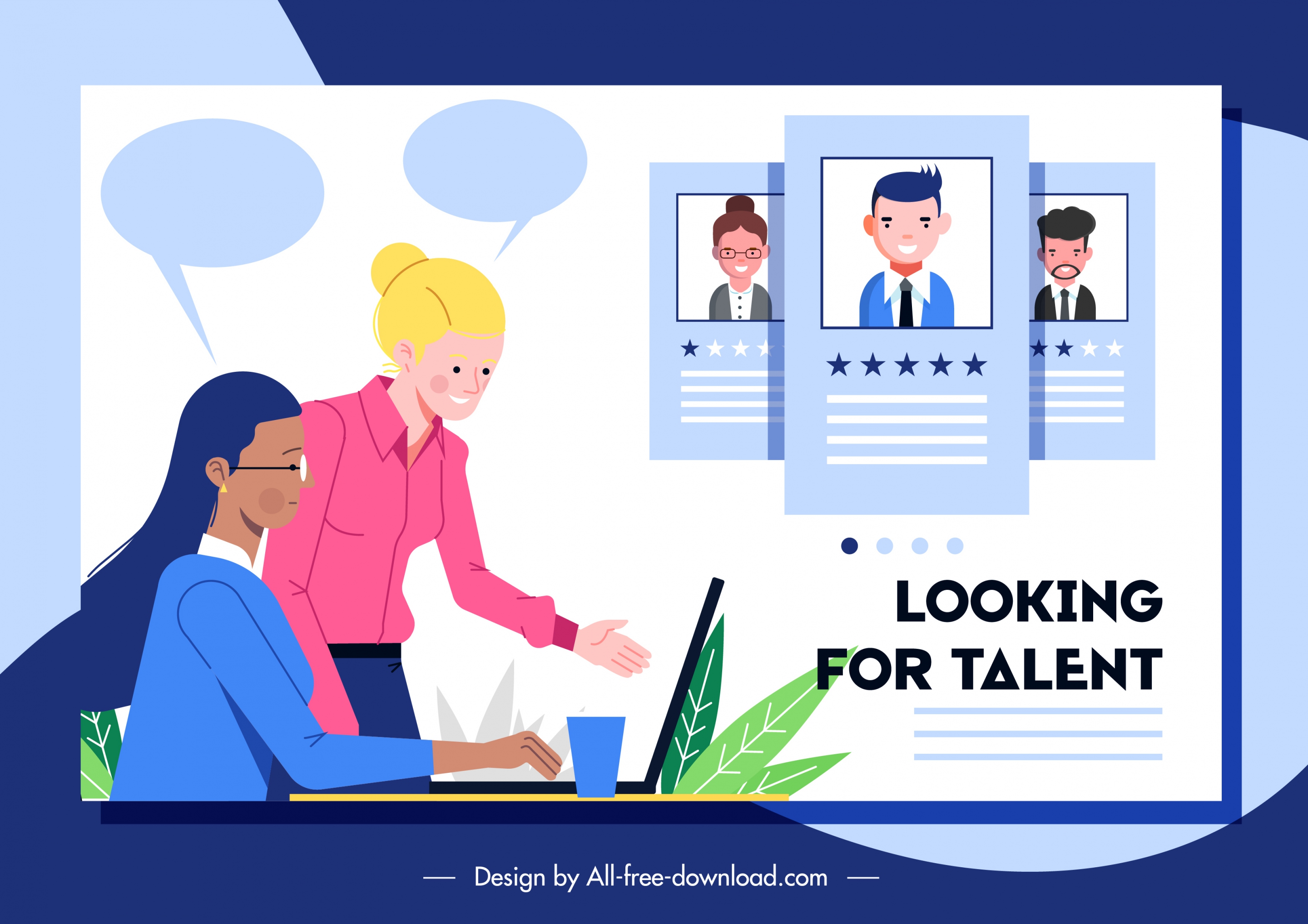 recruitment banner office scene sketch cartoon design