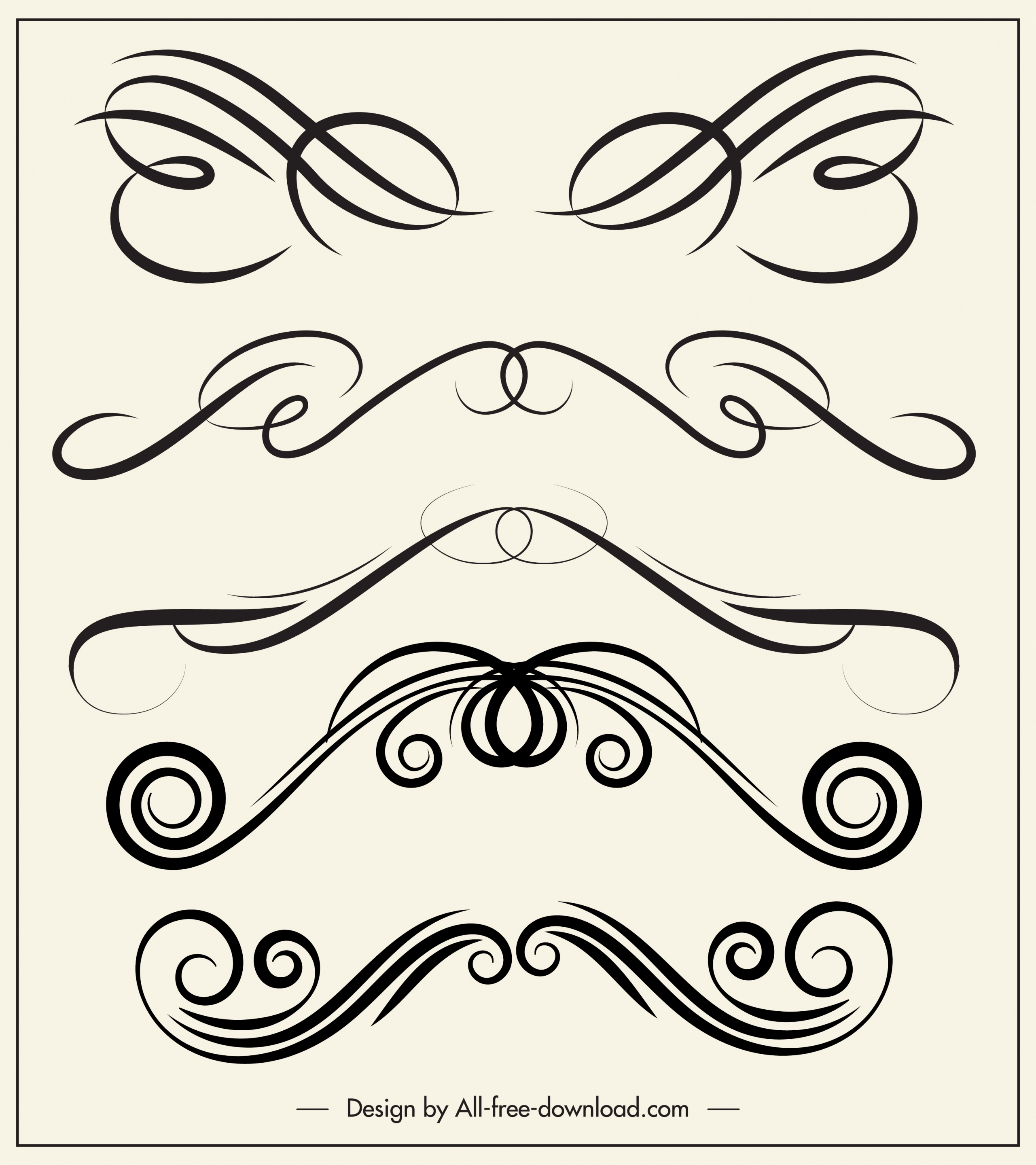 decorative elements templates elegant swirled symmetric shapes