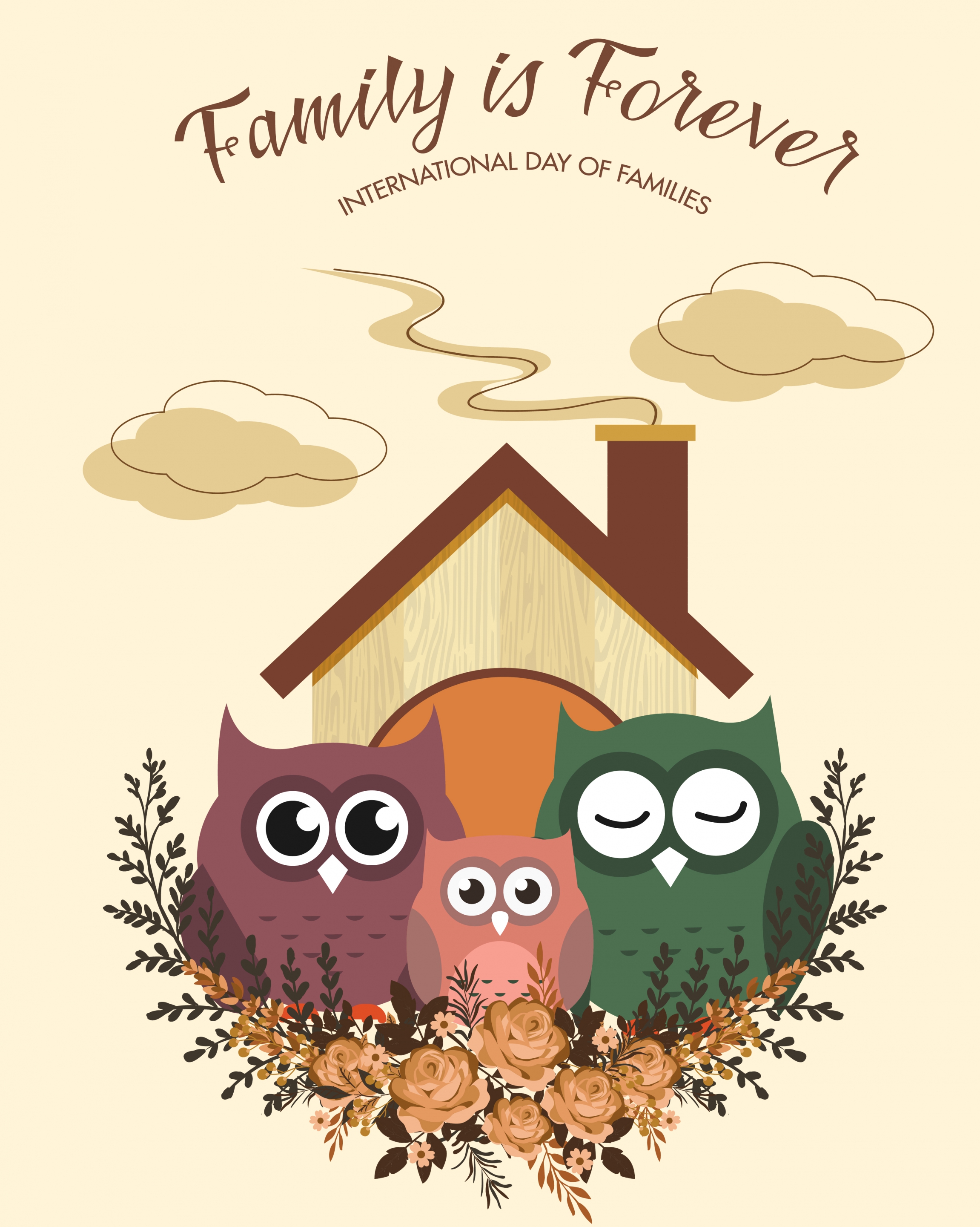 family day banner cute owl icons decor