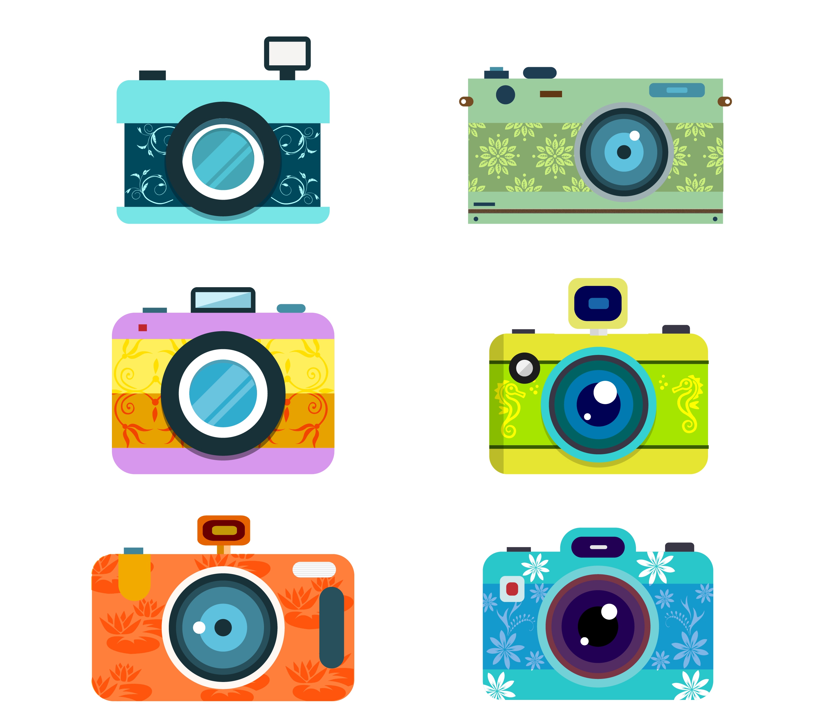 retro cameras collection various decoration types