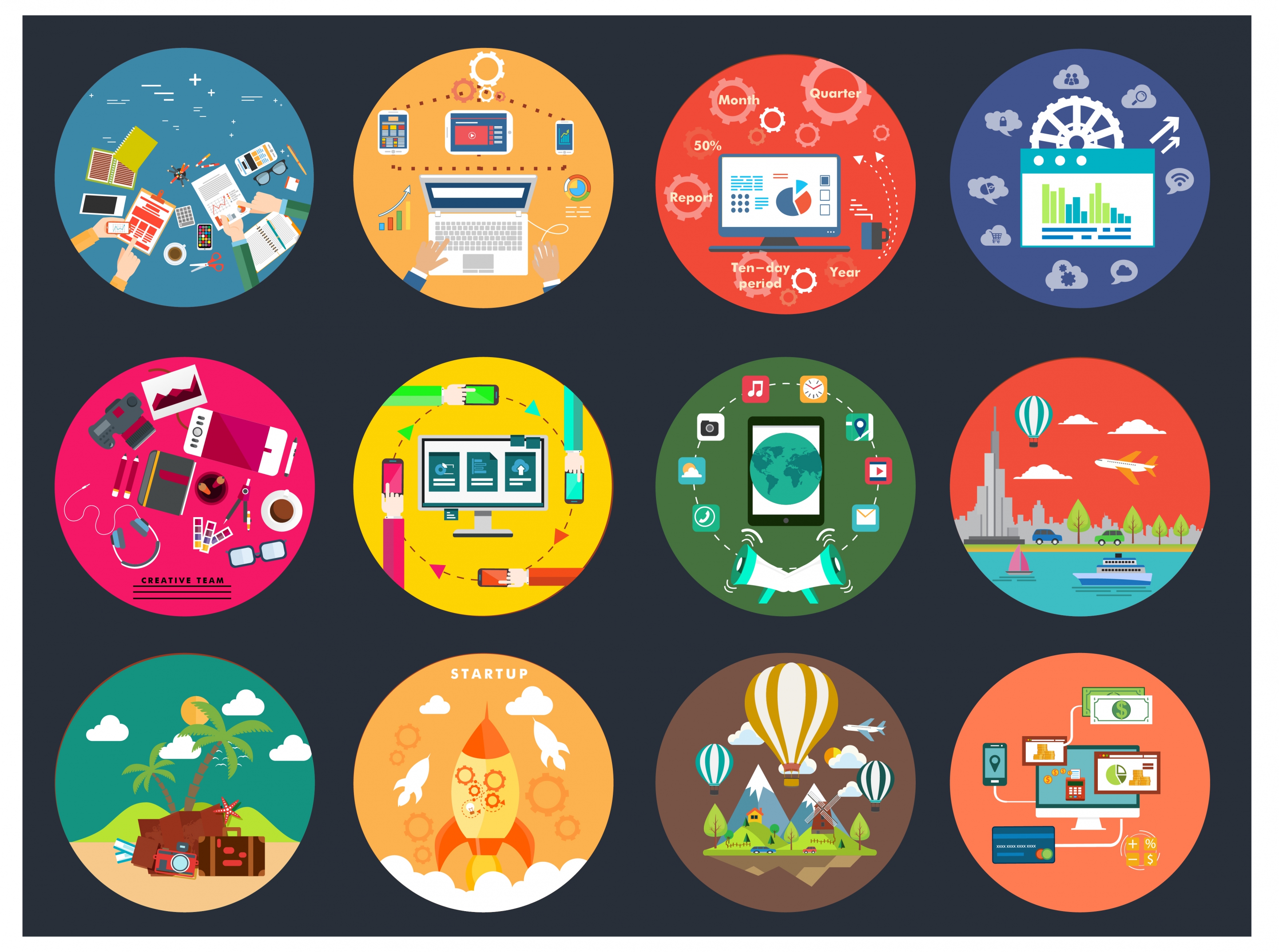 telecommunication concepts design in round illustration