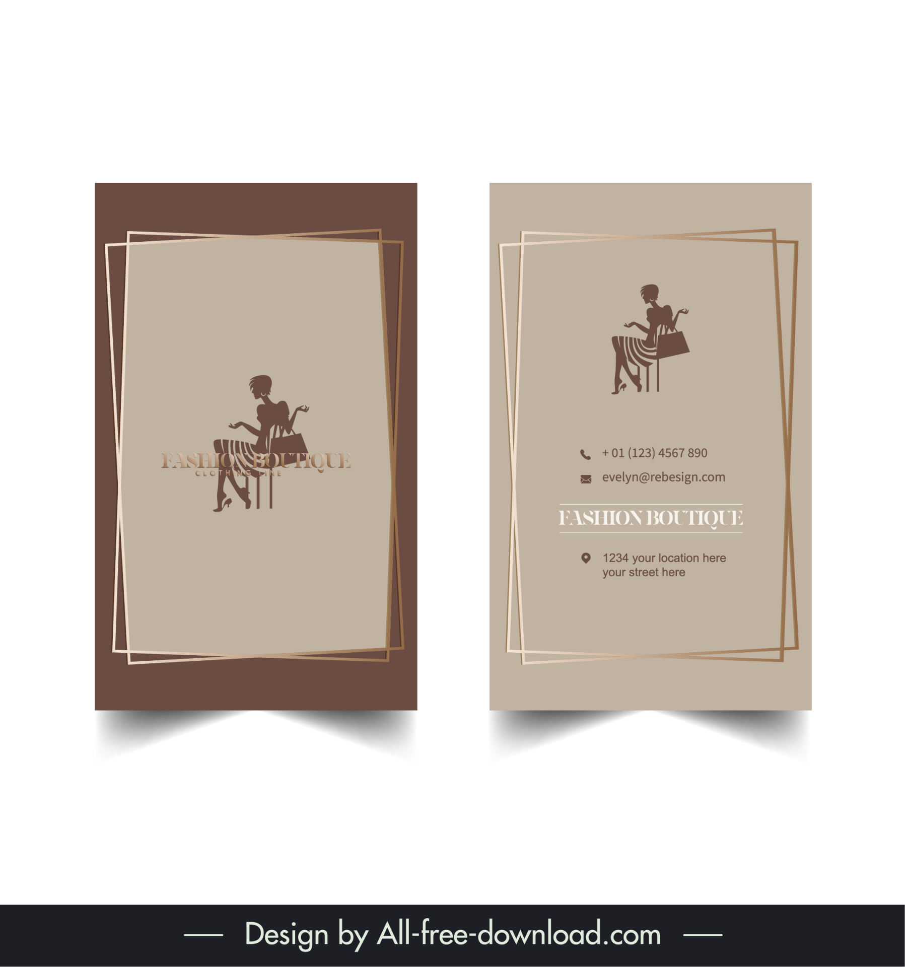 fashion boutique business card template retro silhouette