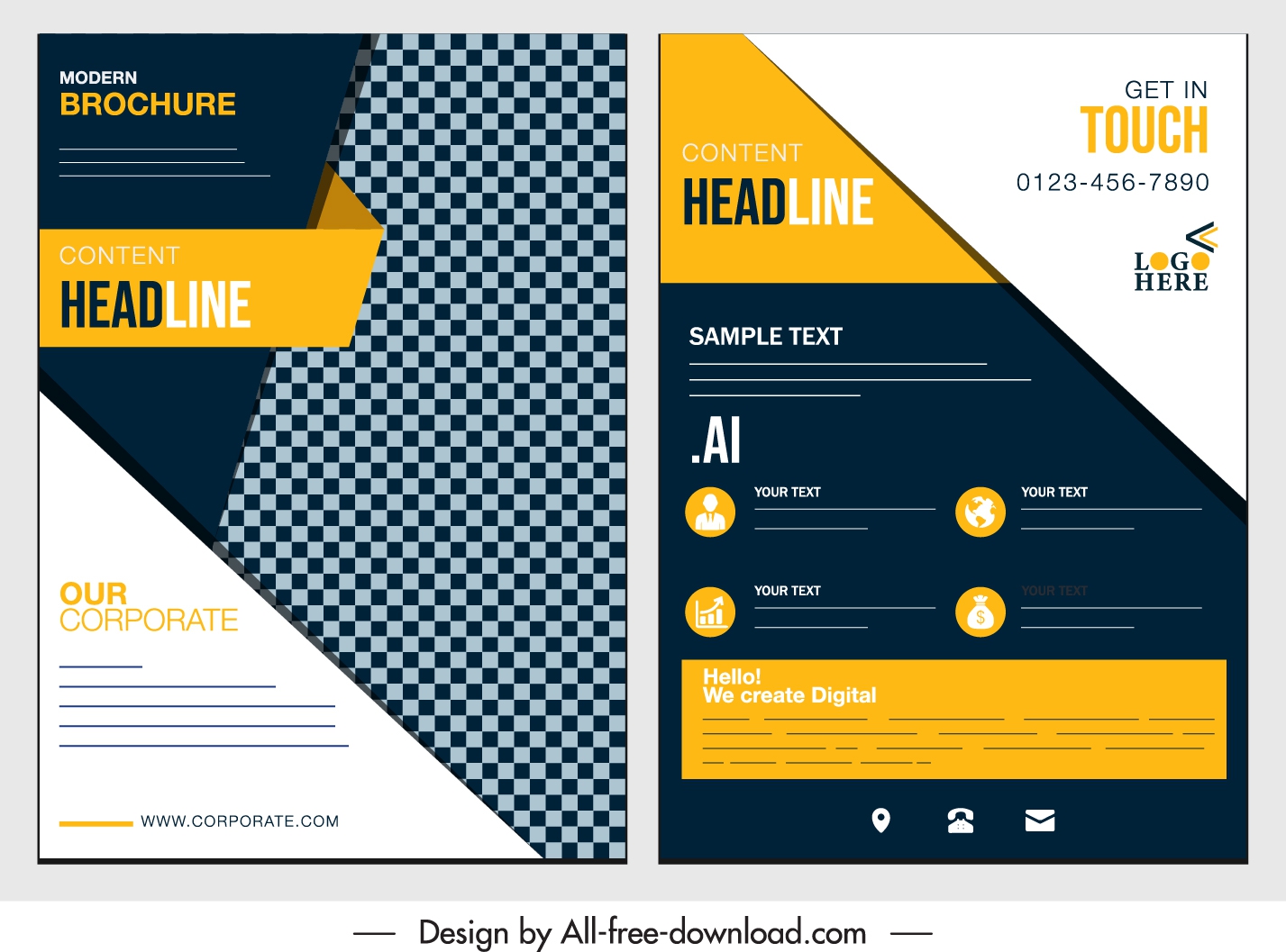 corporate flyer template elegant modern geometric decor