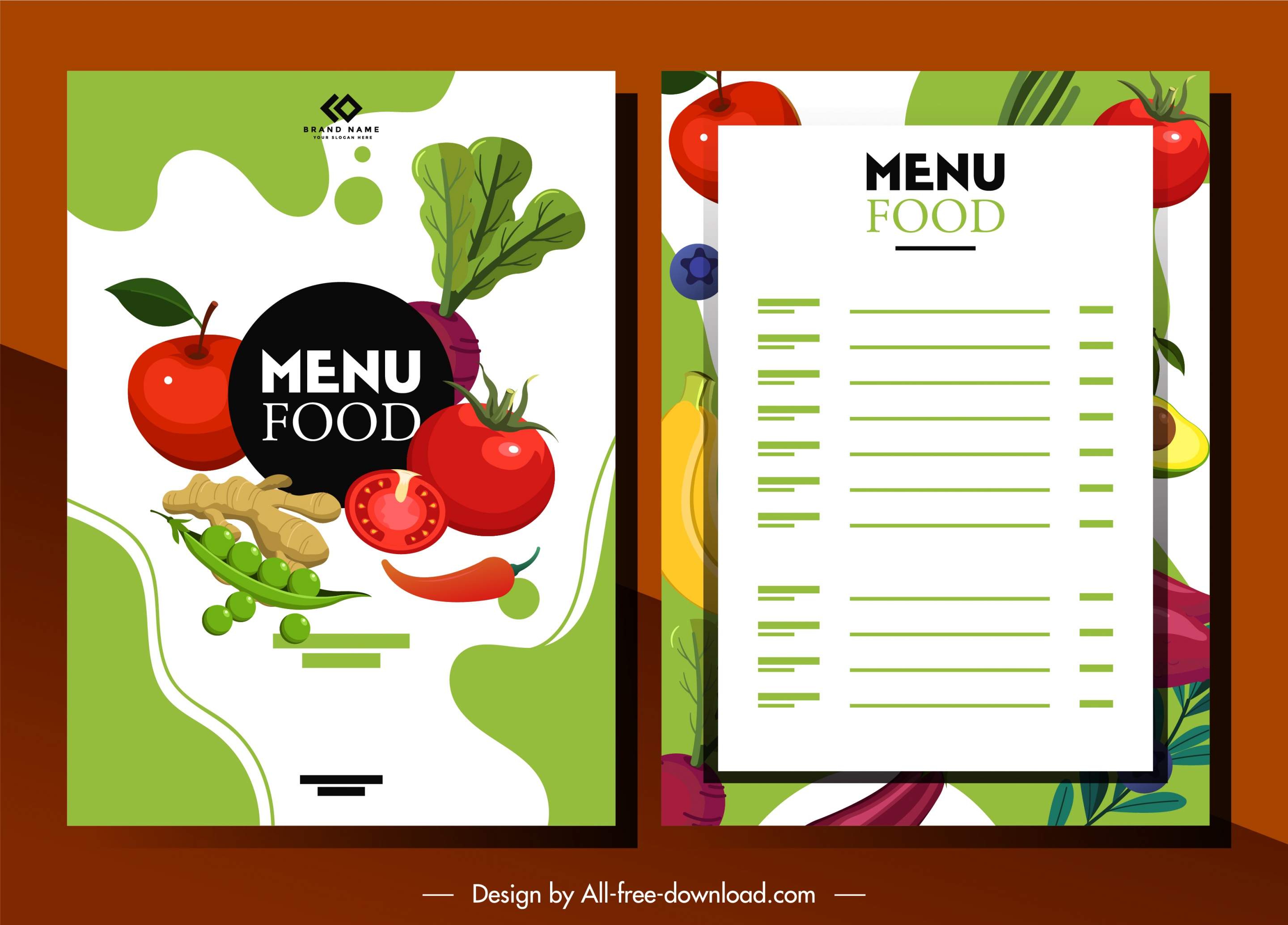 vegetables food menu template bright colorful classic decor