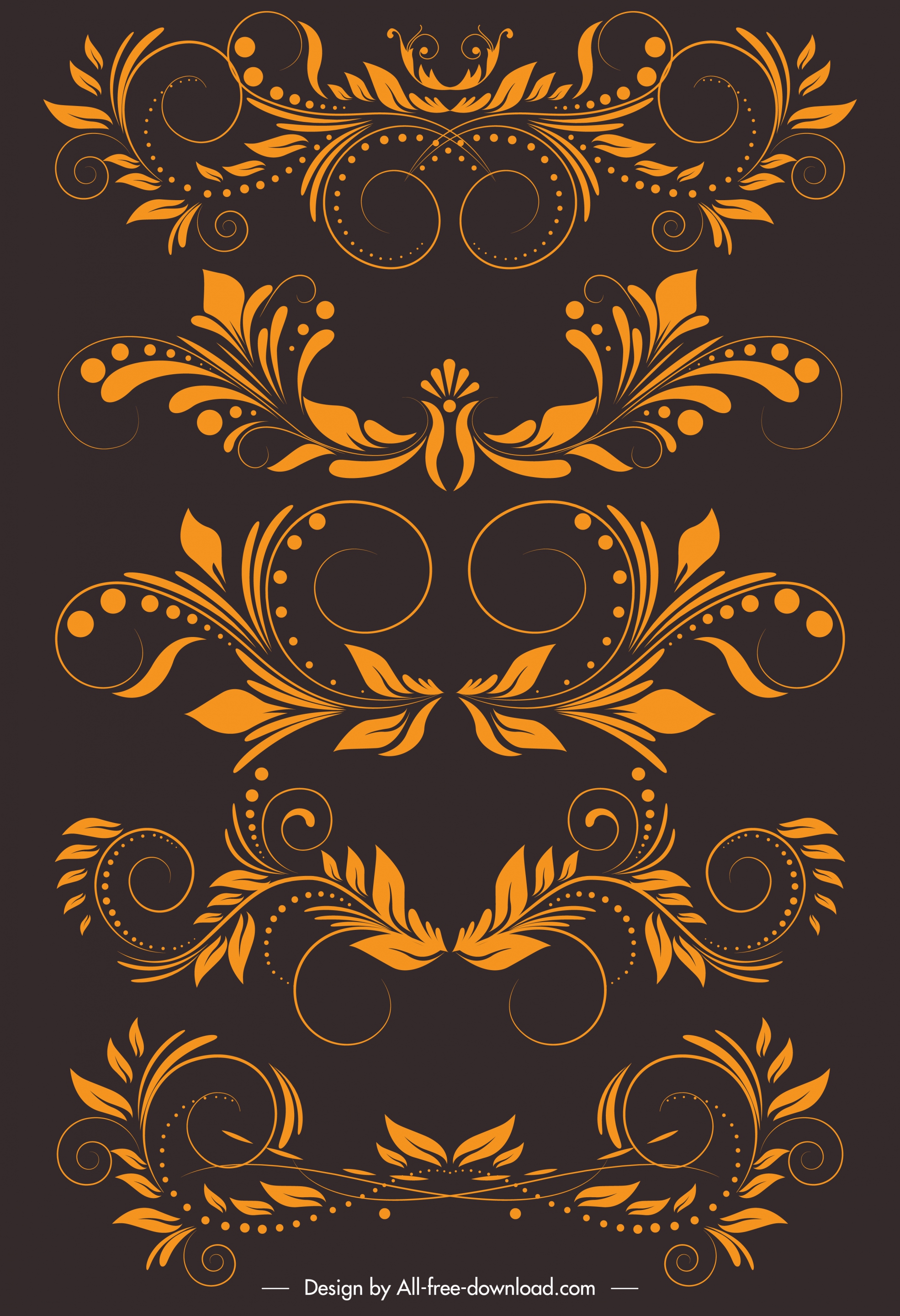 decorative elements templates yellow classical symmetric curves