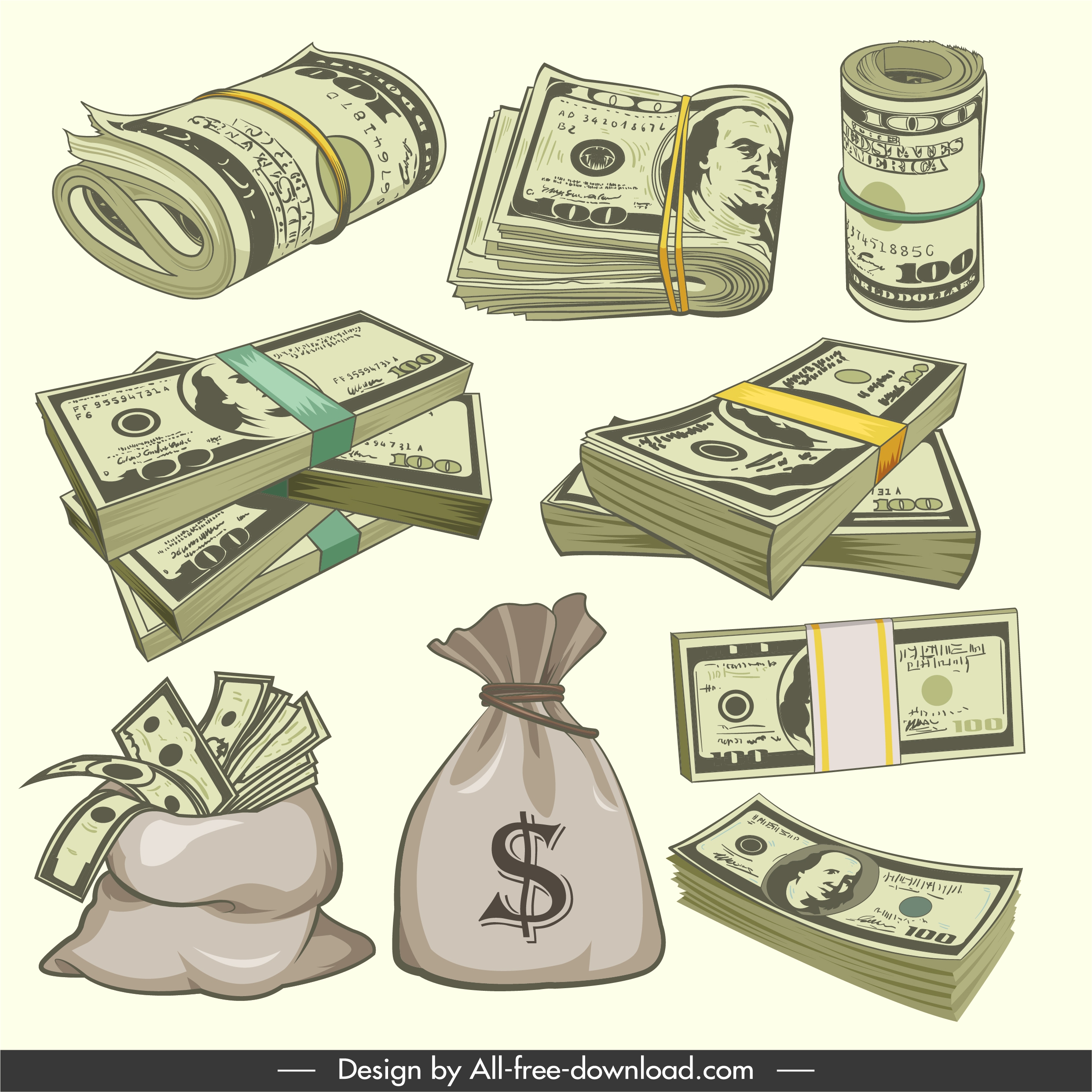 wealth design elements money sketch 3d classic