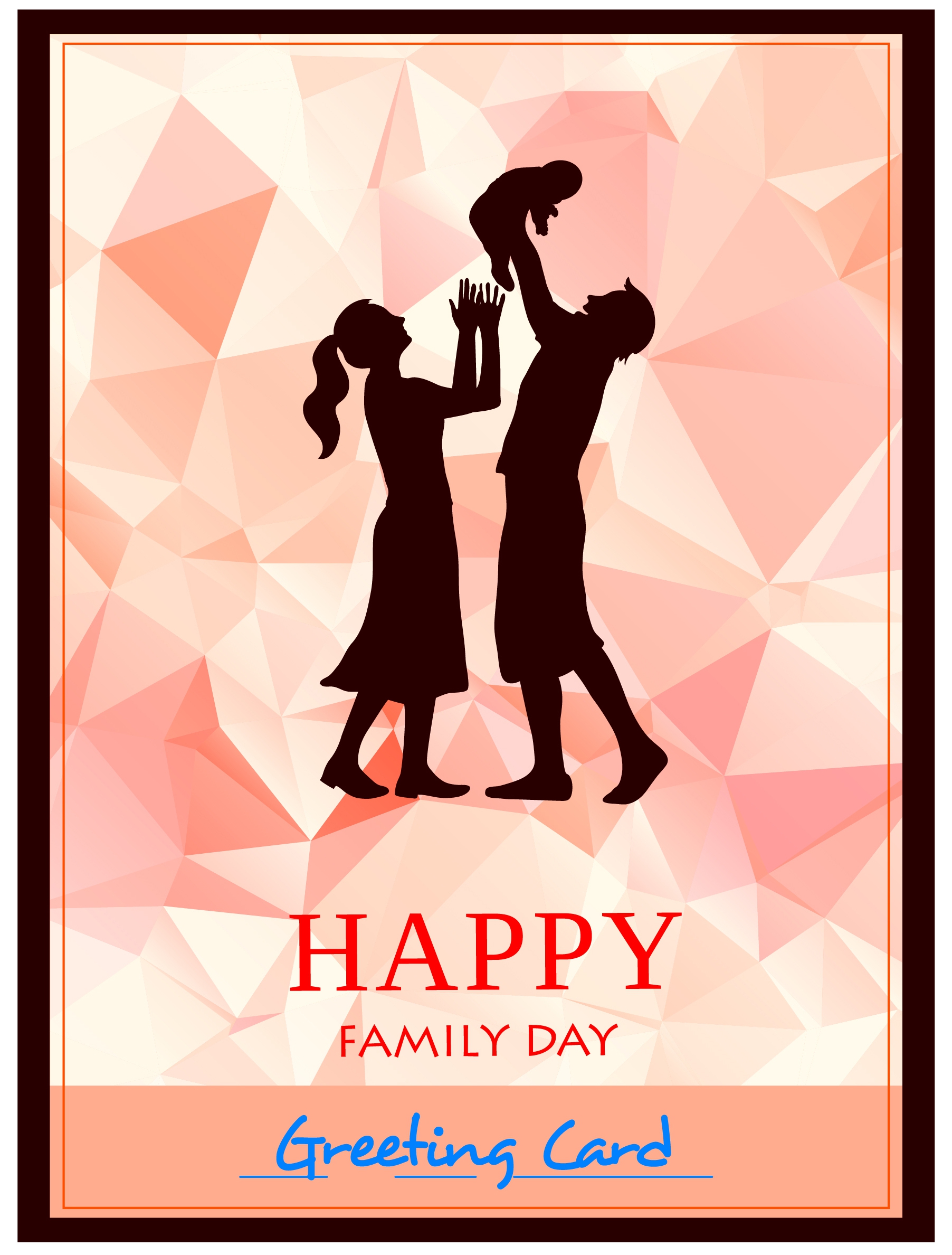 family day card silhouette style on diamond background