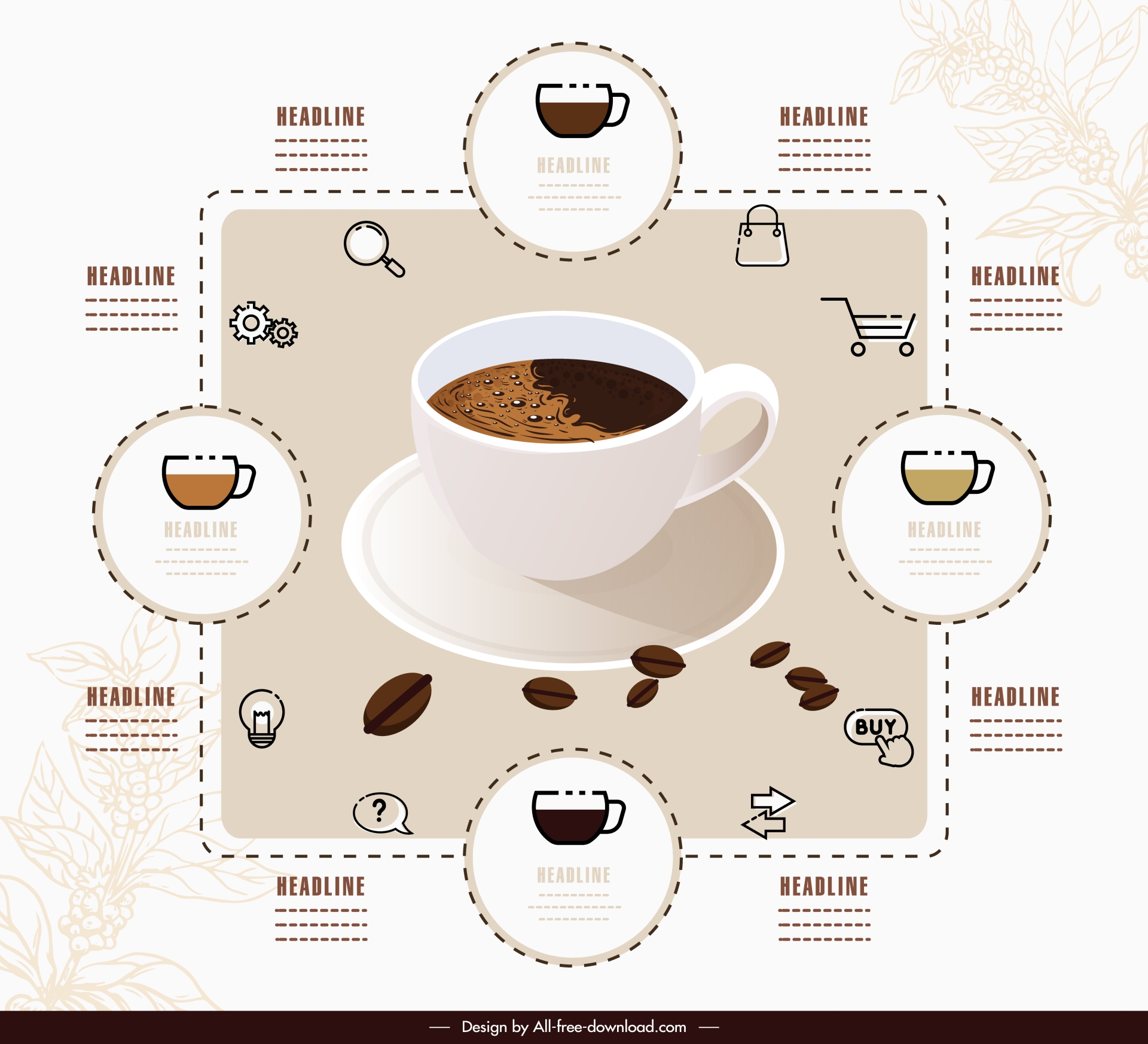 coffee infographic template 3d cup cafe elements