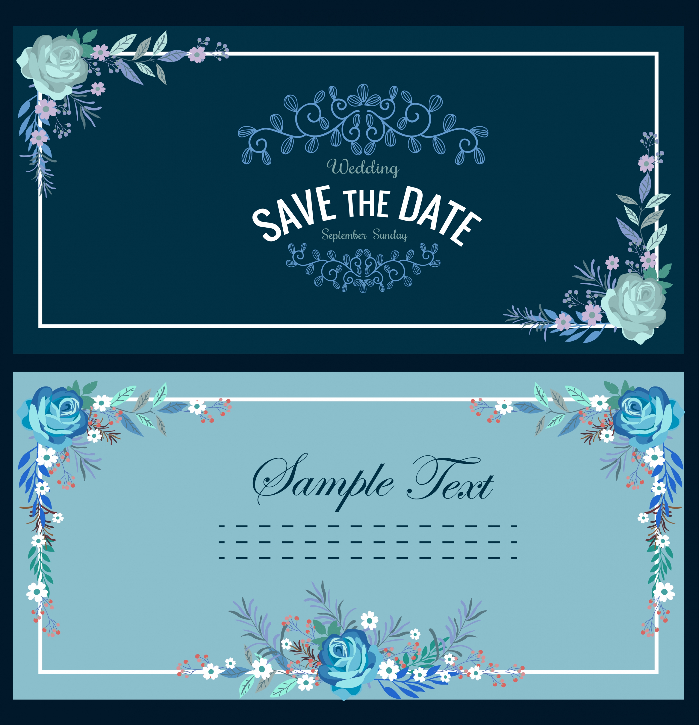 wedding card templates dark classical flowers frame ornament