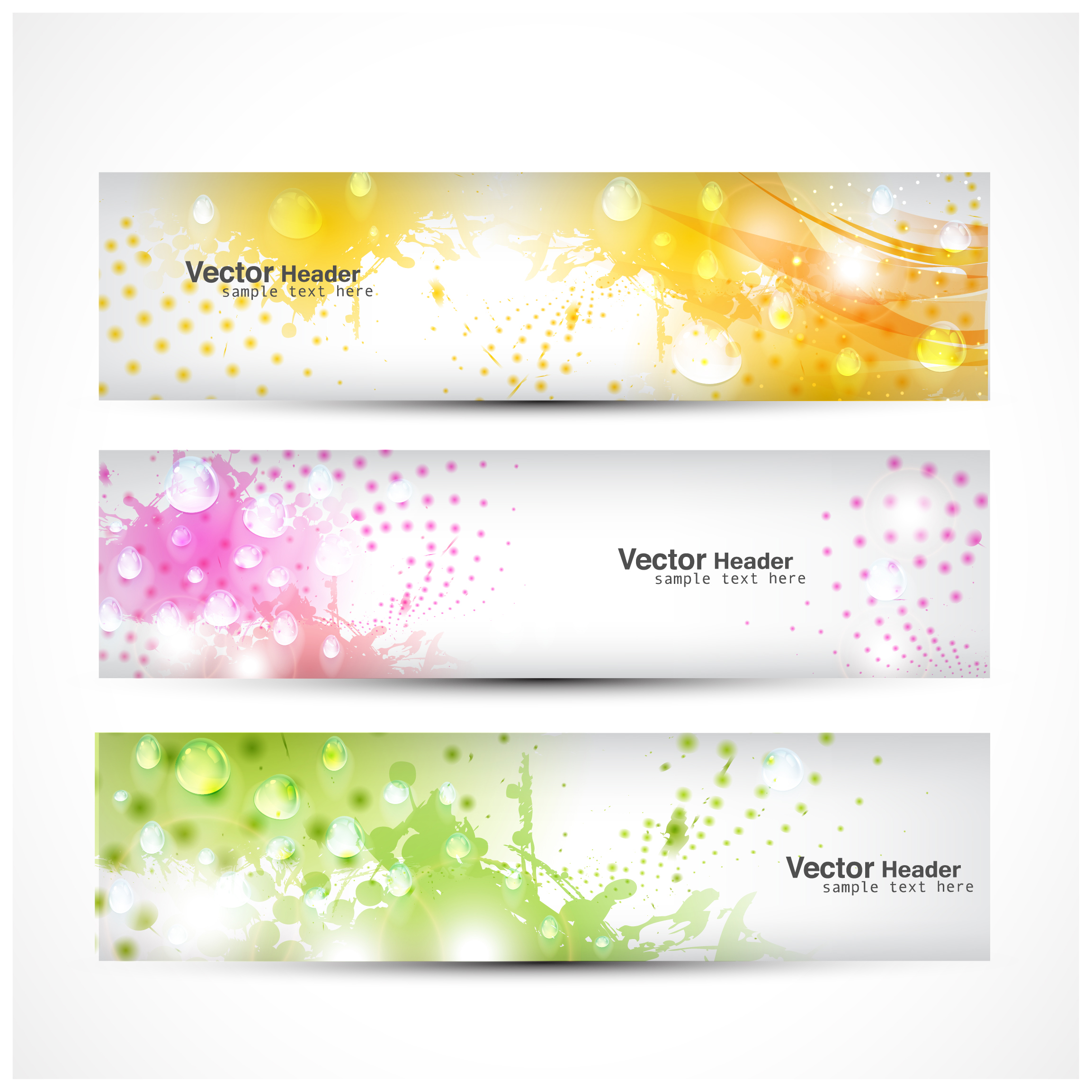 shiny bokeh background vector headers set