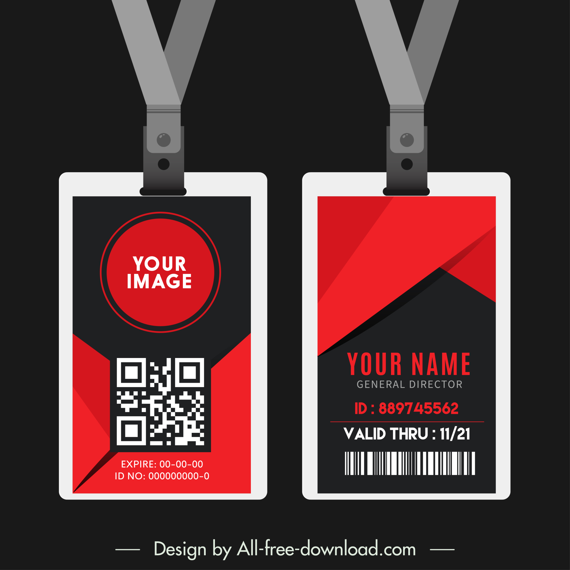 id card template dark geometric decor