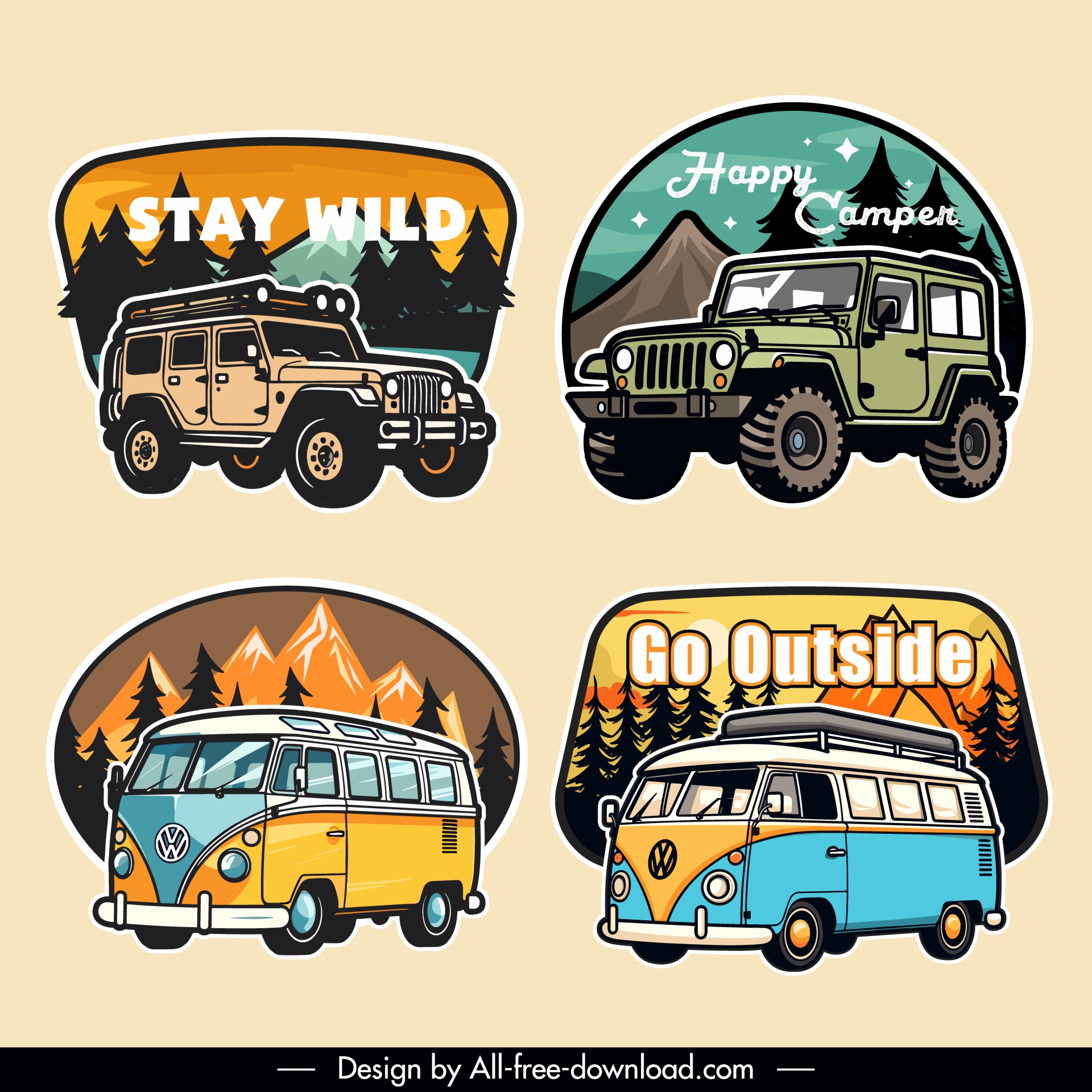 camping badge templates collection classical design