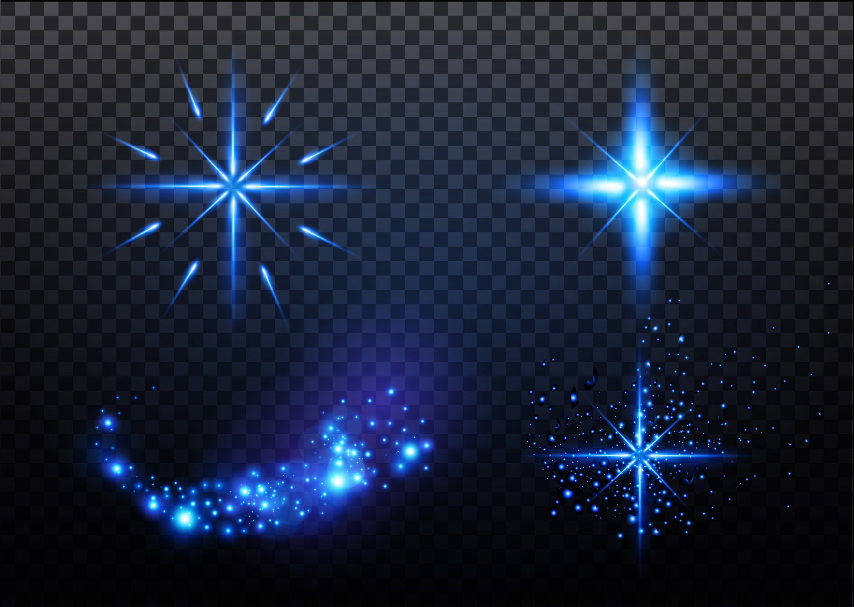 sparkling lighting icons collection various shapes isolation