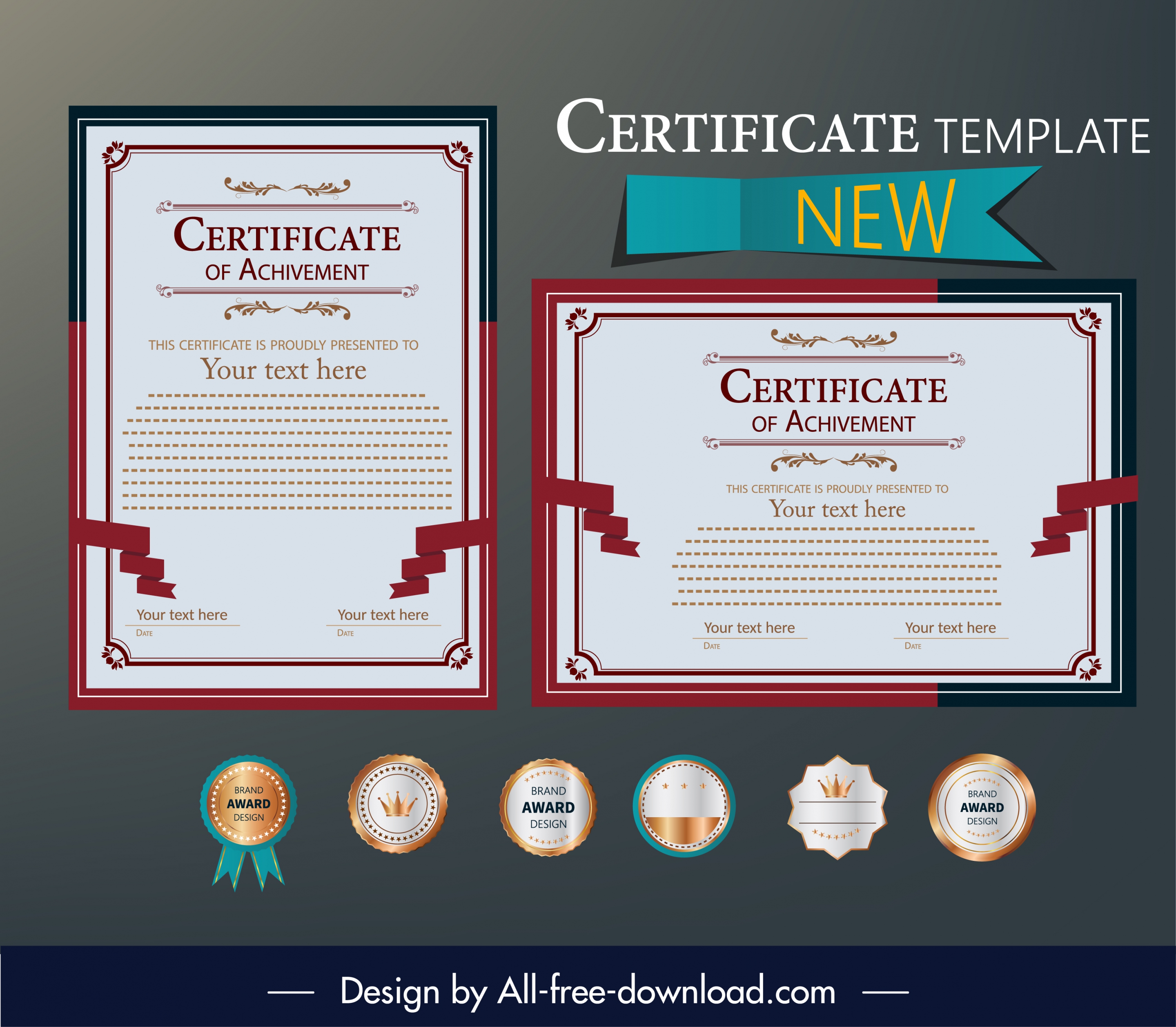 award certificate template elegant classic red white decor