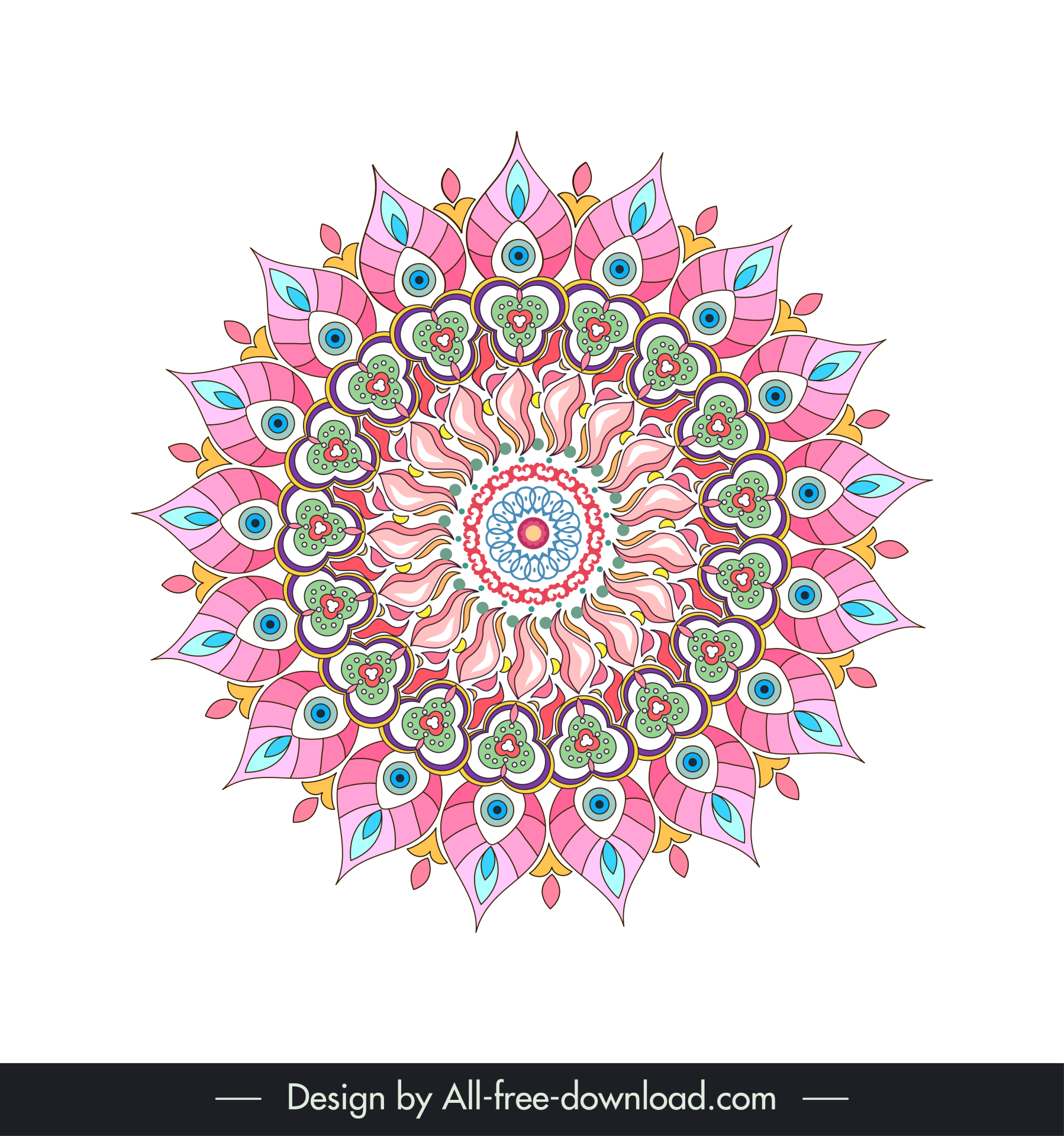 mandala sign icon colorful symmetrical delusive decor