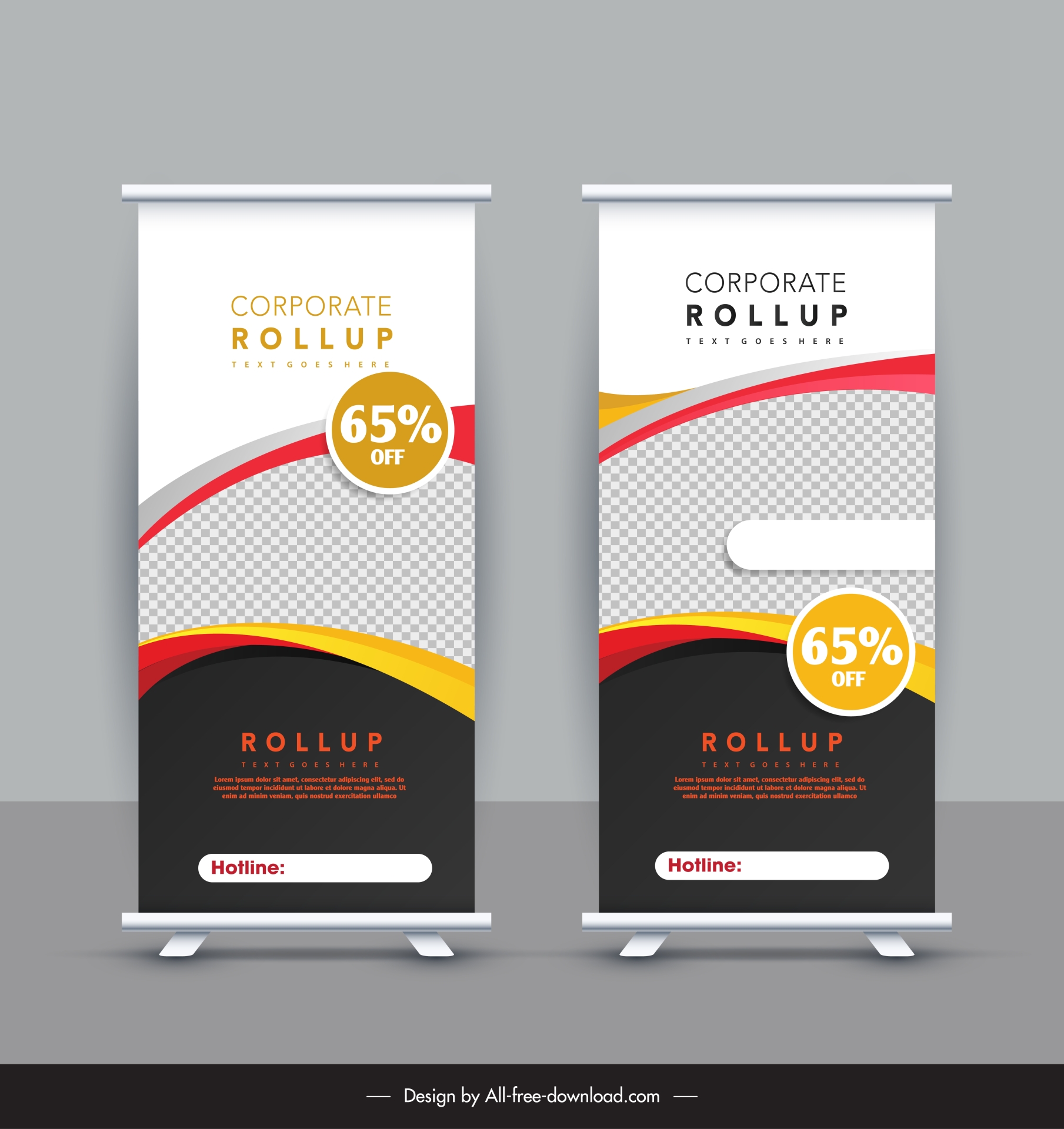 company promotional roll up banner template elegant contrast checkered curves