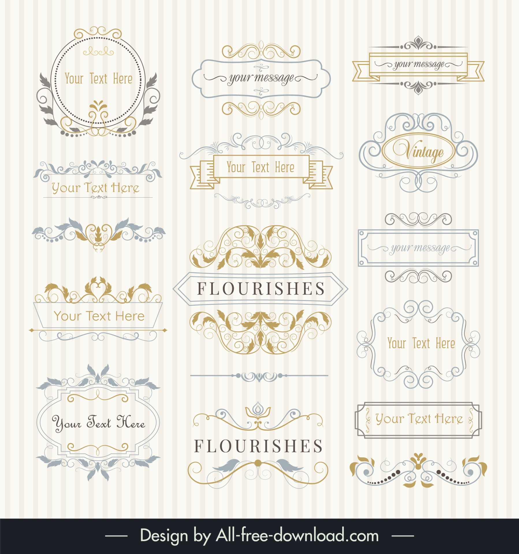 vintage frame border collection elegant symmetric shapes