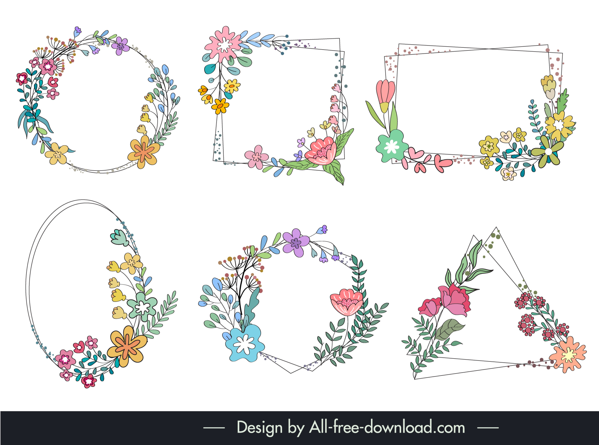 floral frames sets elegant classical geometric shapes