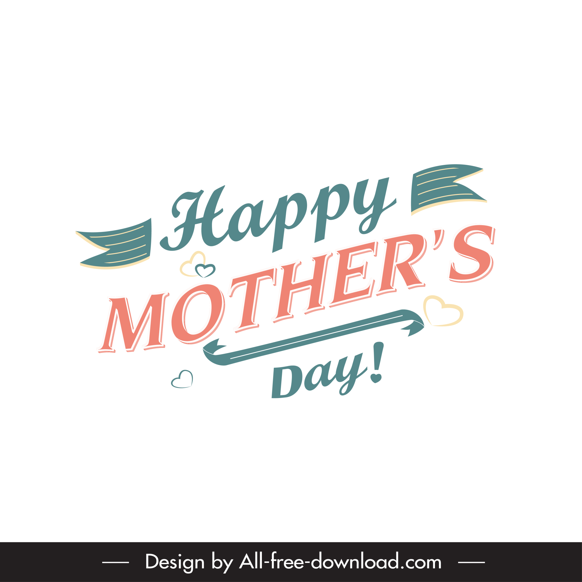 happy mothers day quotation template elegant flat calligraphic hearts decor