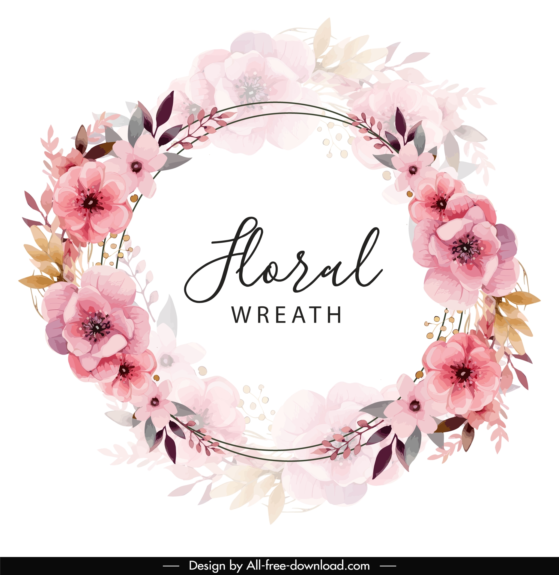 floral corner frame template elegant wreath blurry