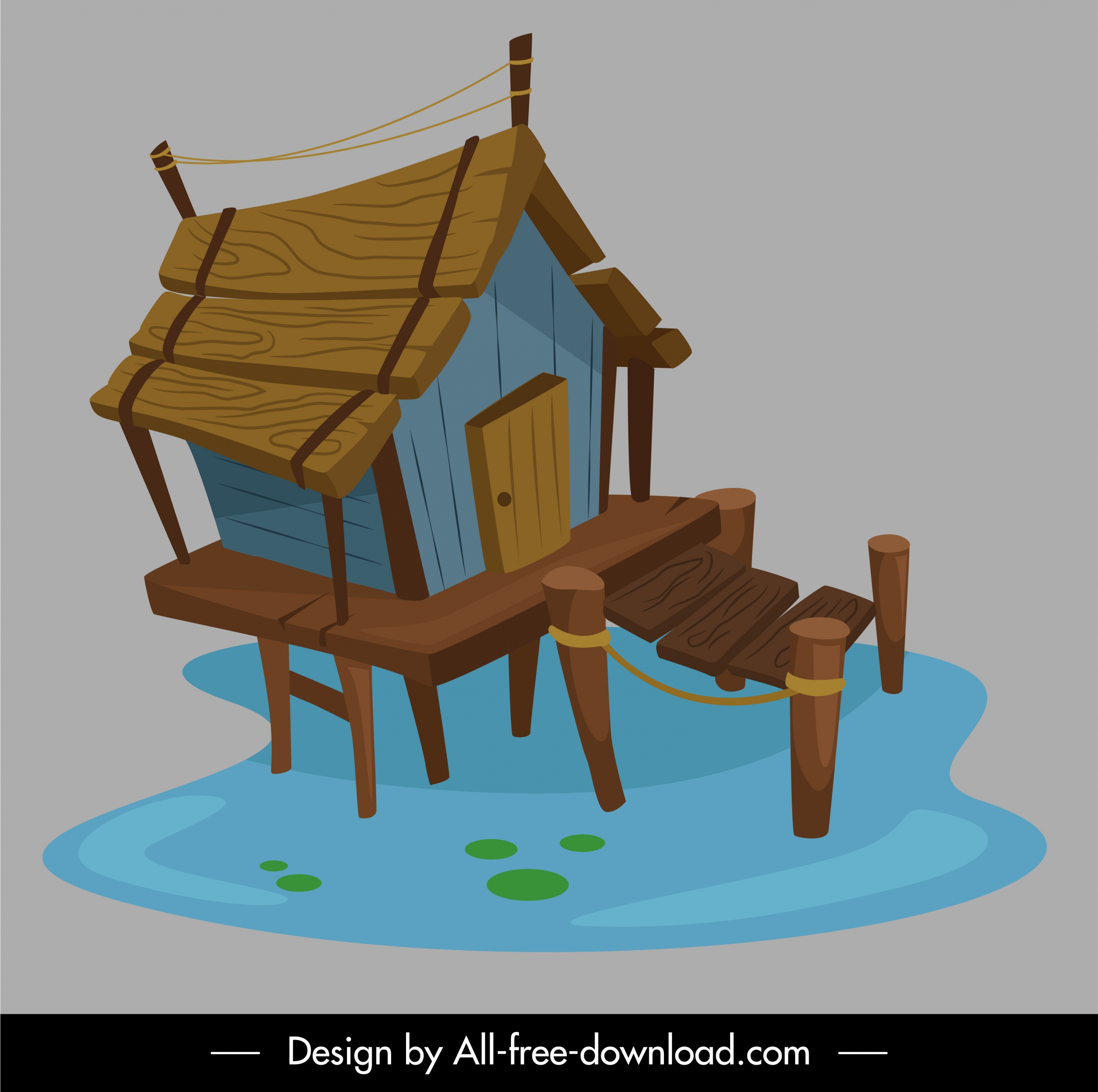 wooden cottage icon stilts stype sketch classical decor