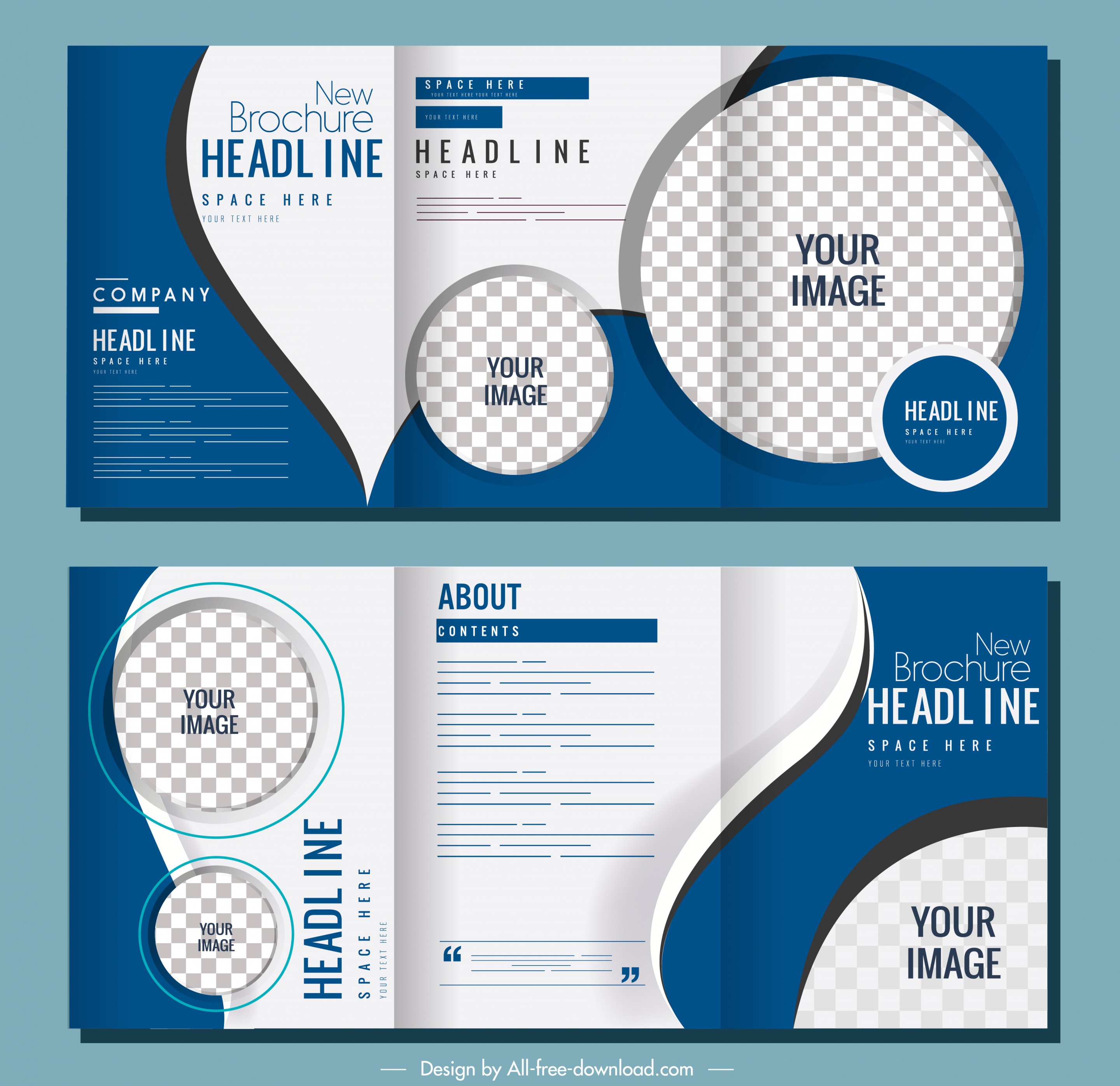 company brochures modern trifold checkered circles curves decor